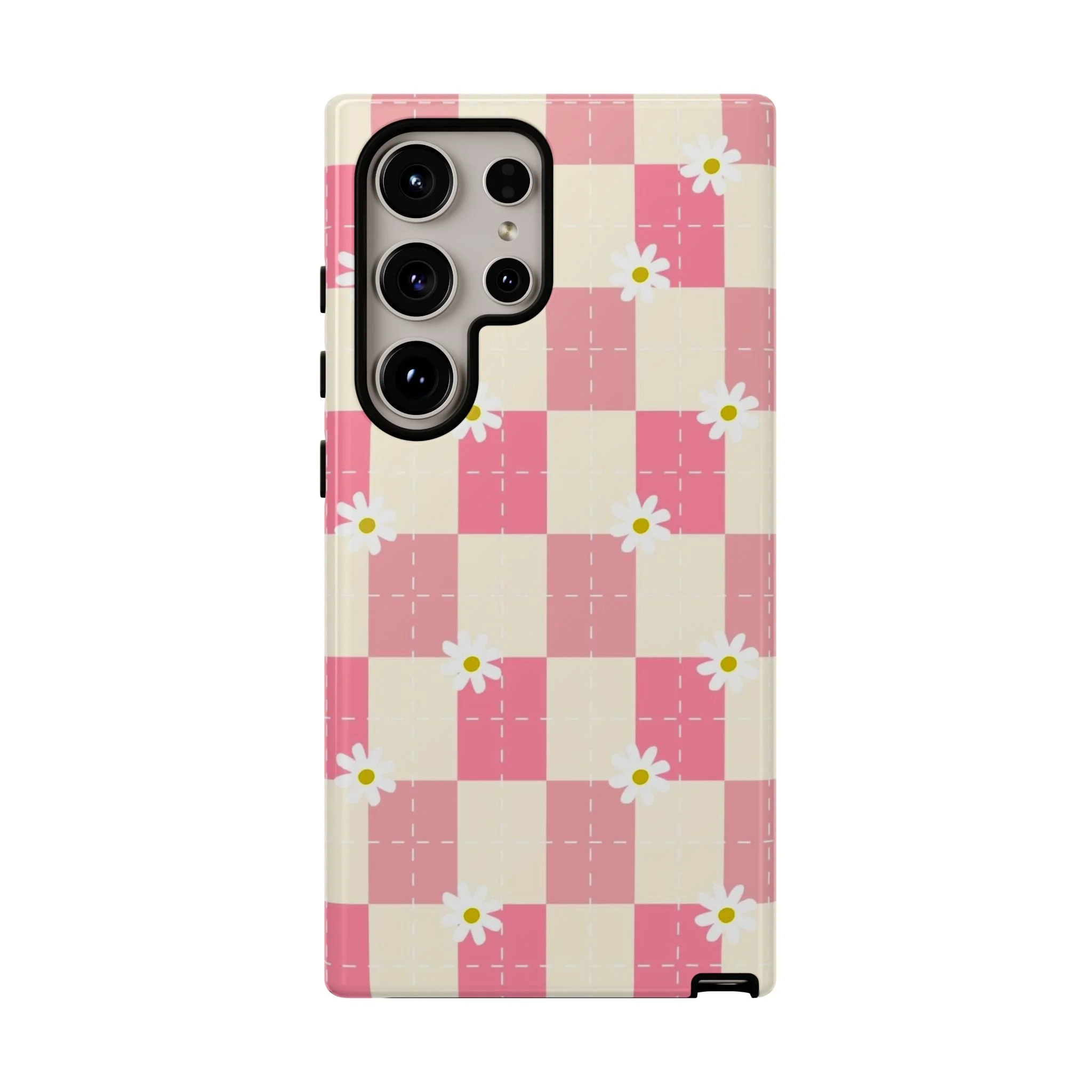 Pink Floral Chessboard | Tough Phone Case