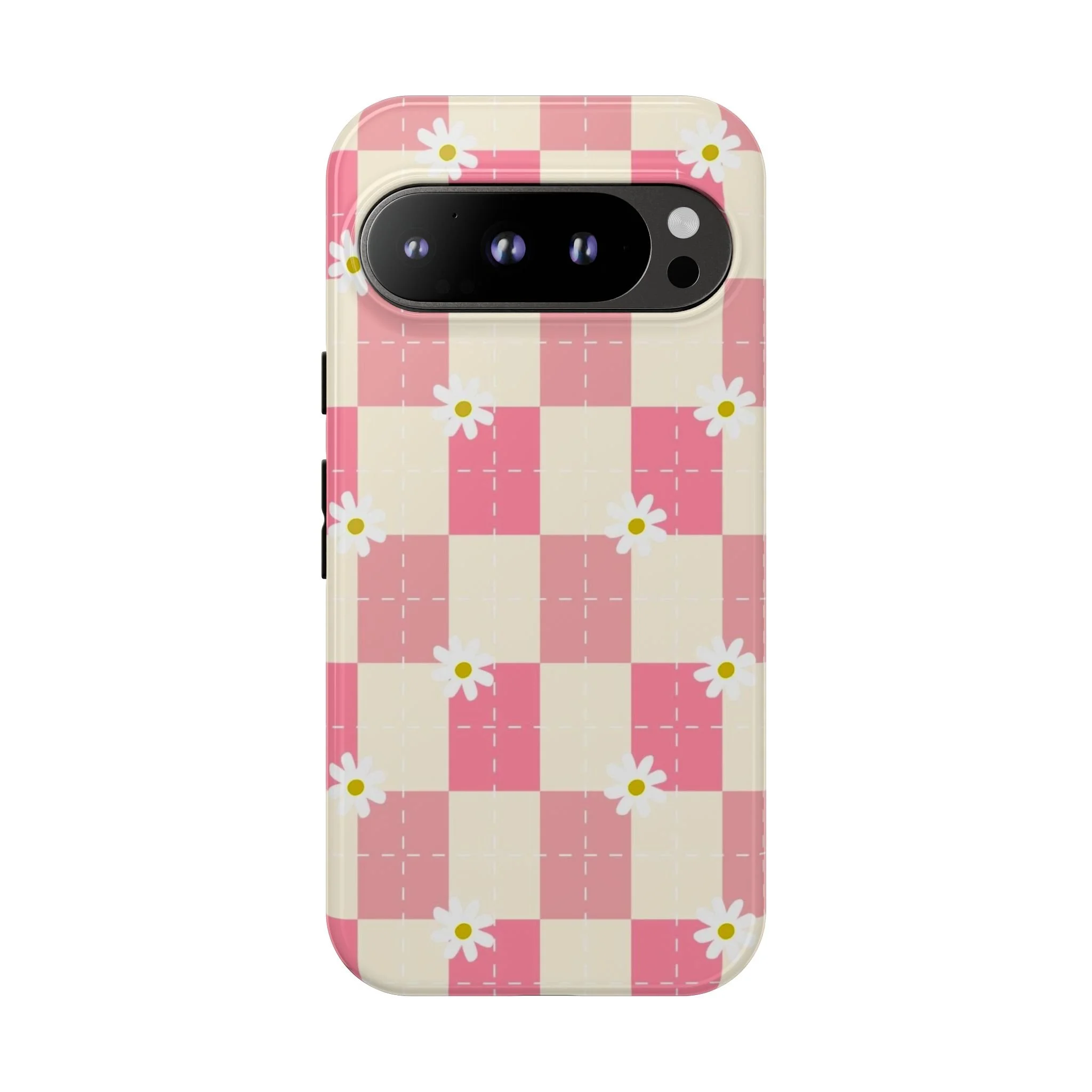 Pink Floral Chessboard | Tough Phone Case