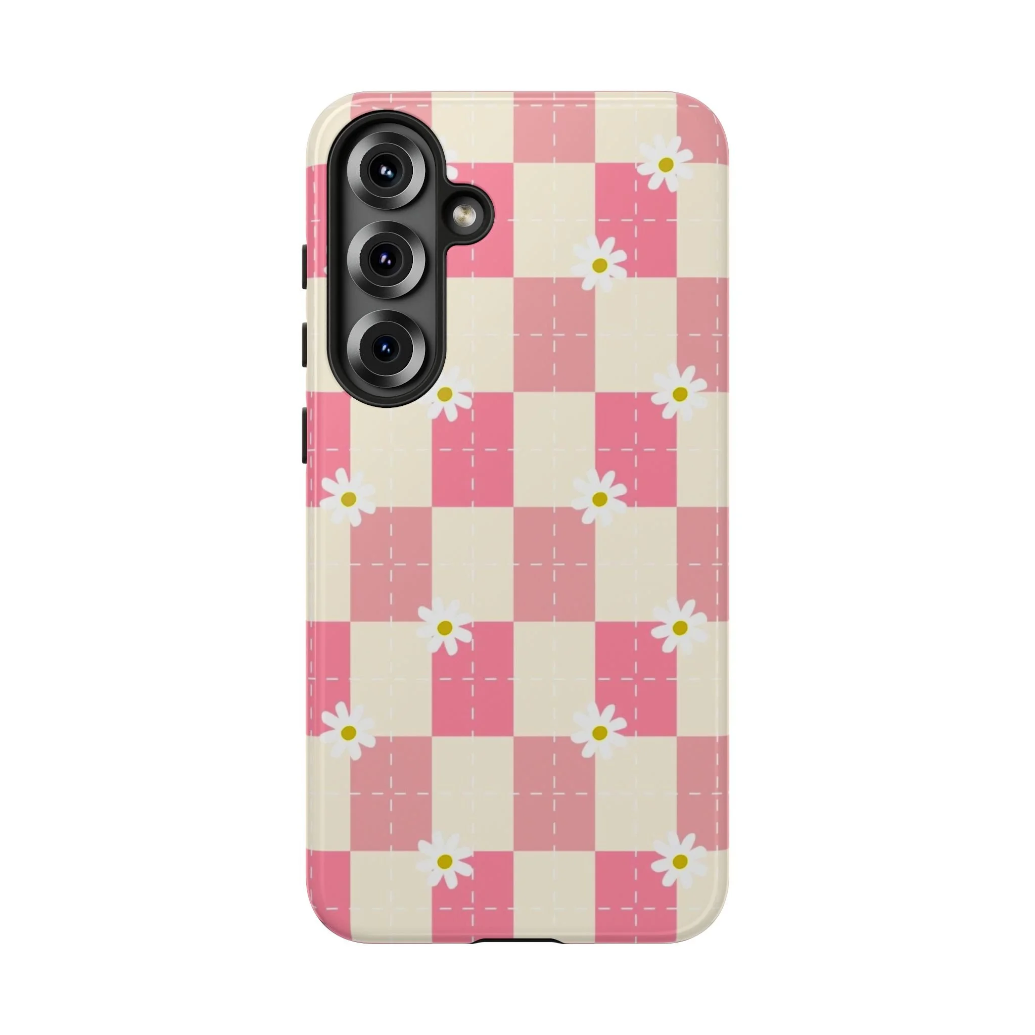 Pink Floral Chessboard | Tough Phone Case