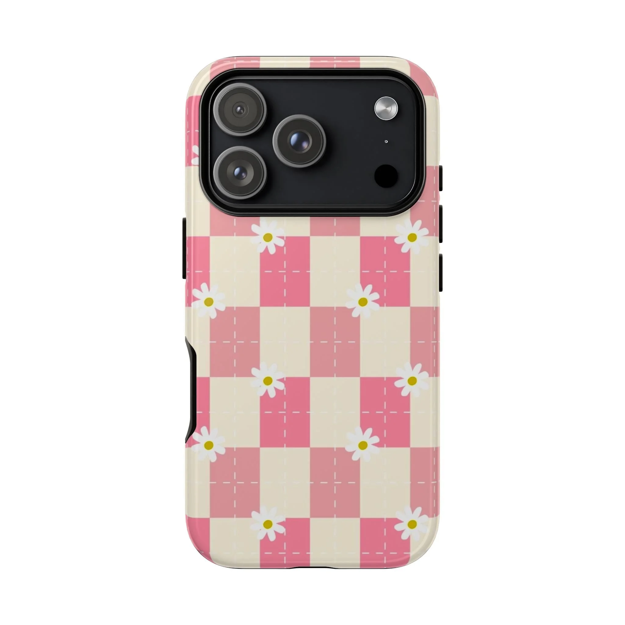 Pink Floral Chessboard | Tough Phone Case