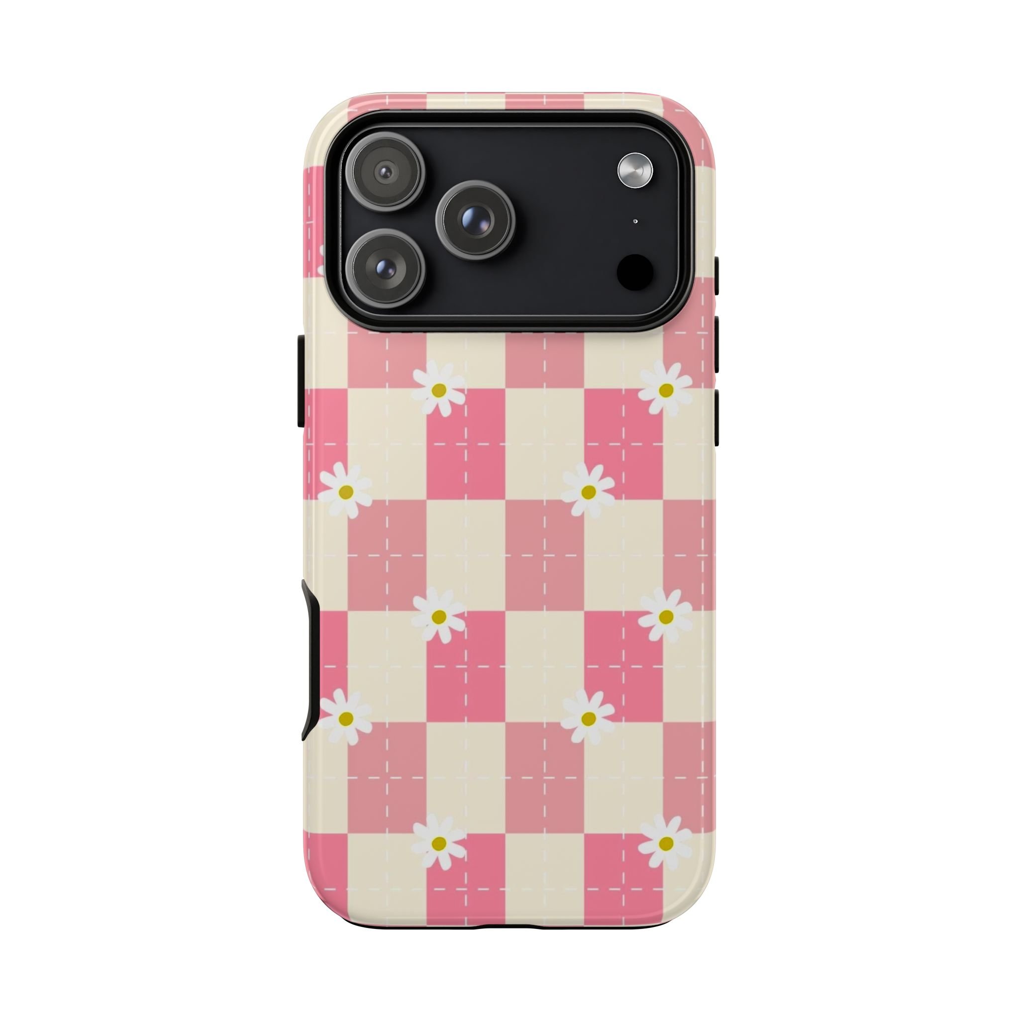 Pink Floral Chessboard | Tough Phone Case