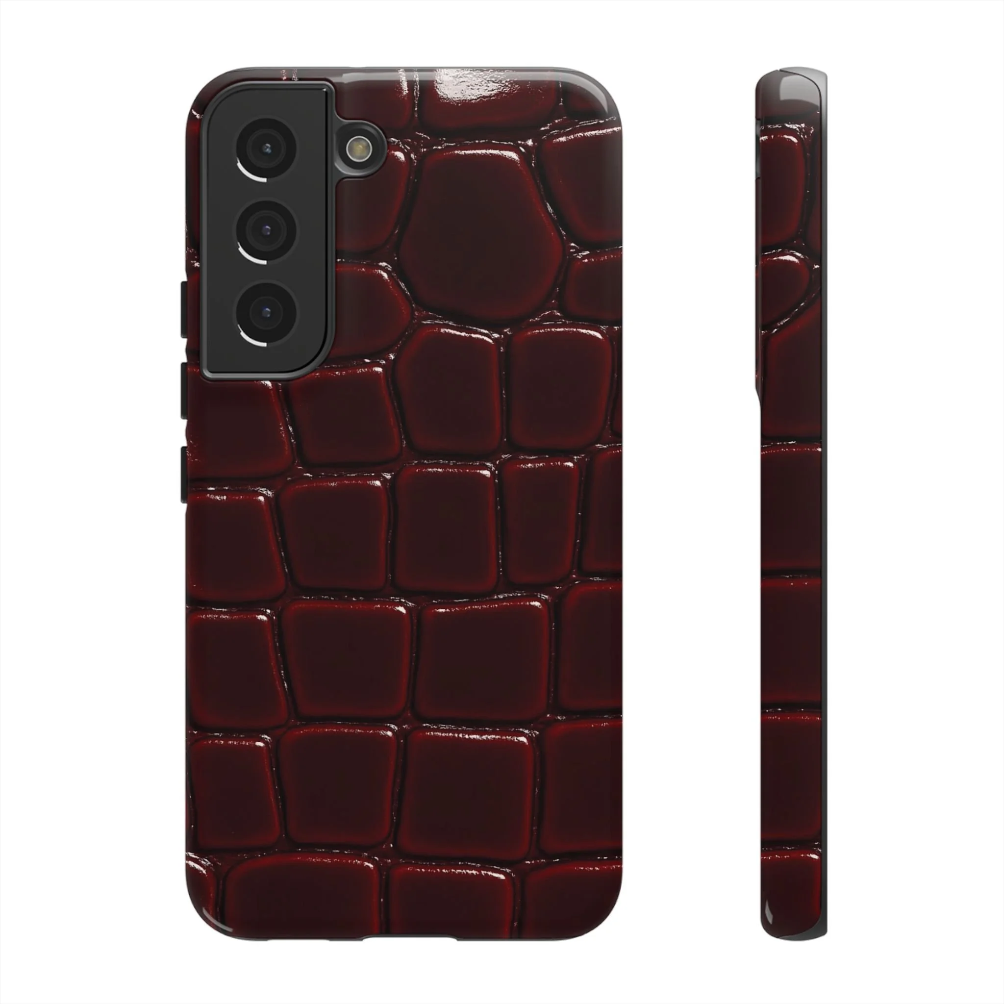 Crimson Luxe Croc | Tough Phone Case