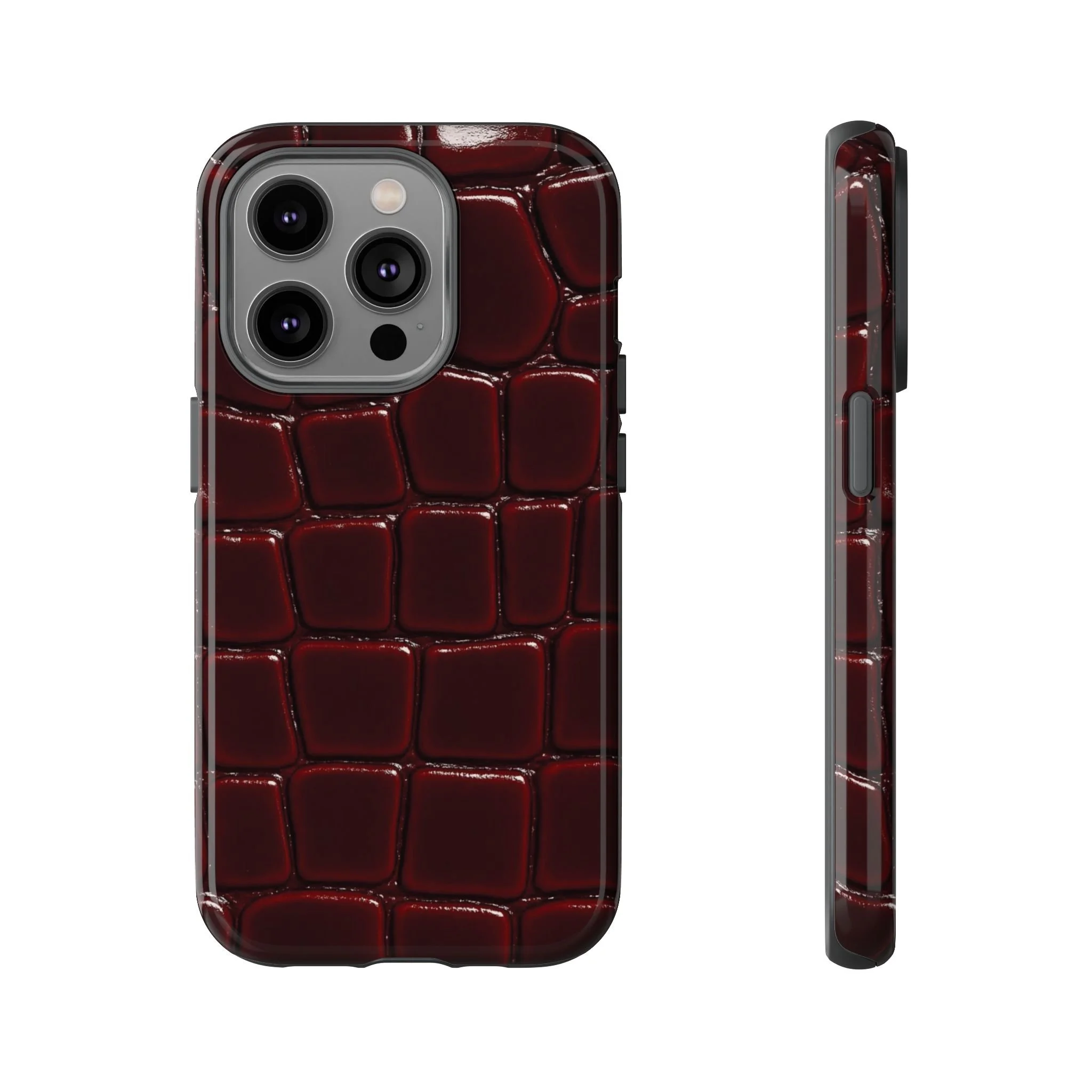 Crimson Luxe Croc | Tough Phone Case