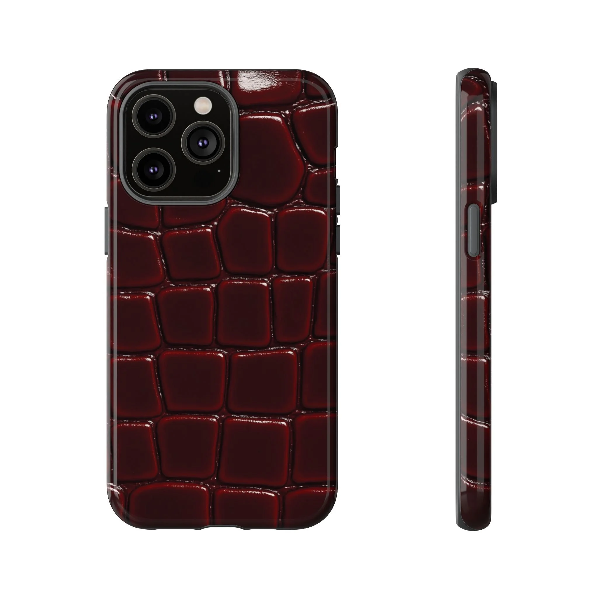 Crimson Luxe Croc | Tough Phone Case