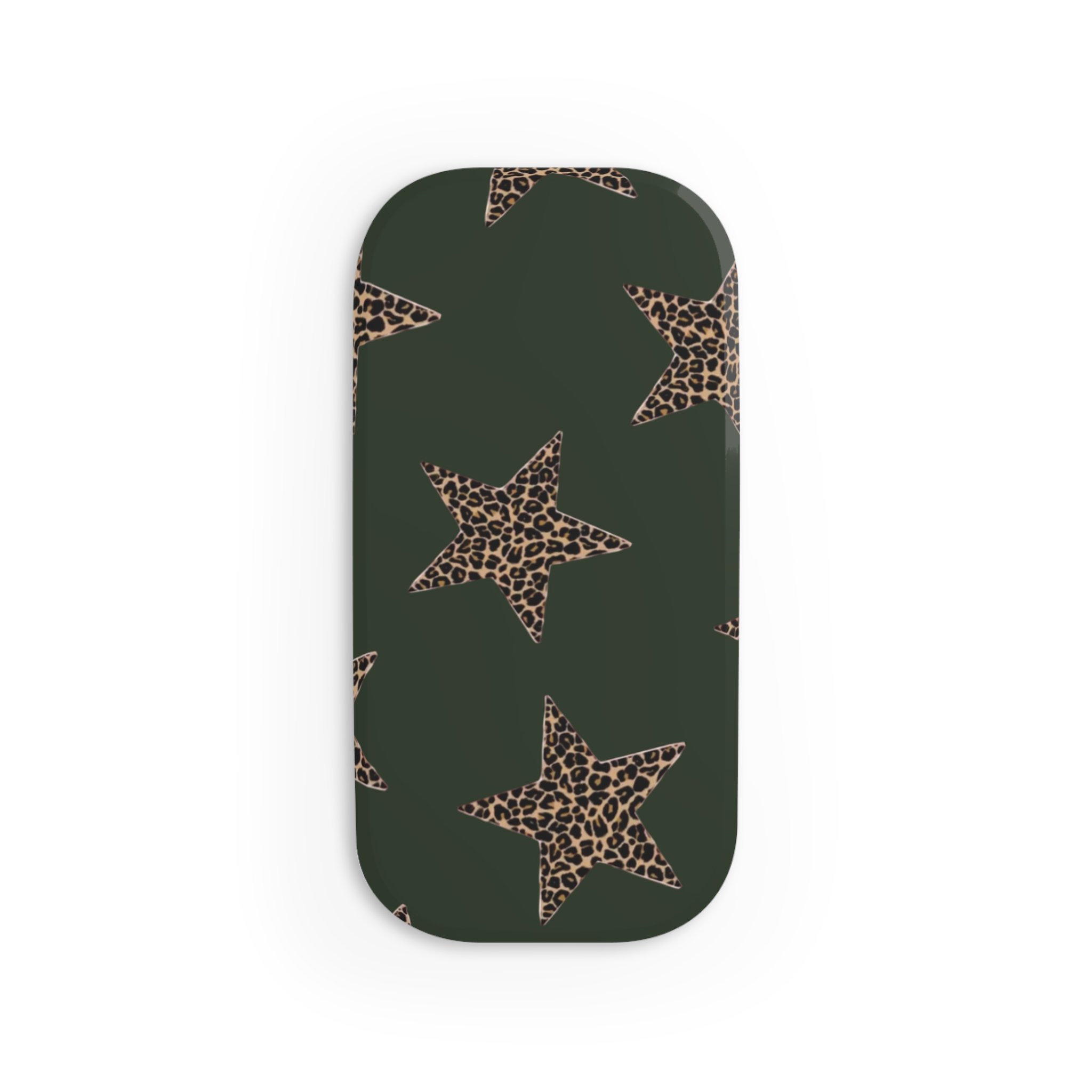 Deep Green Cheetah Stars Phone Click-On Grip