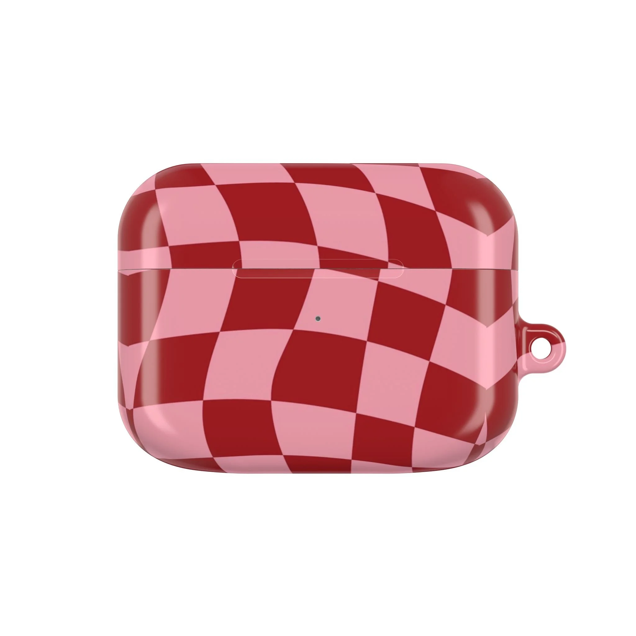 Retro Checkered AirPod Case - Stylish Pink and Red Design