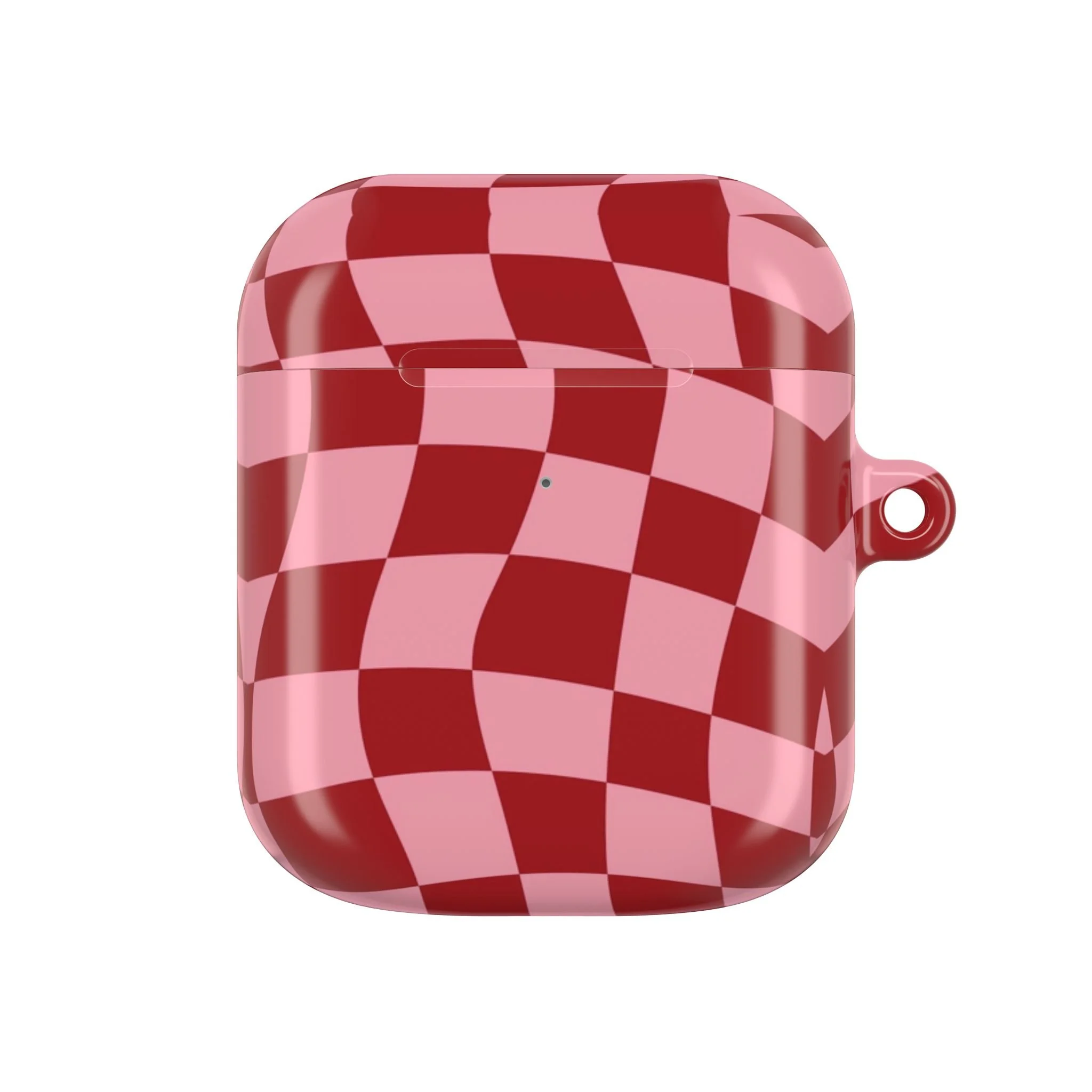 Retro Checkered AirPod Case - Stylish Pink and Red Design