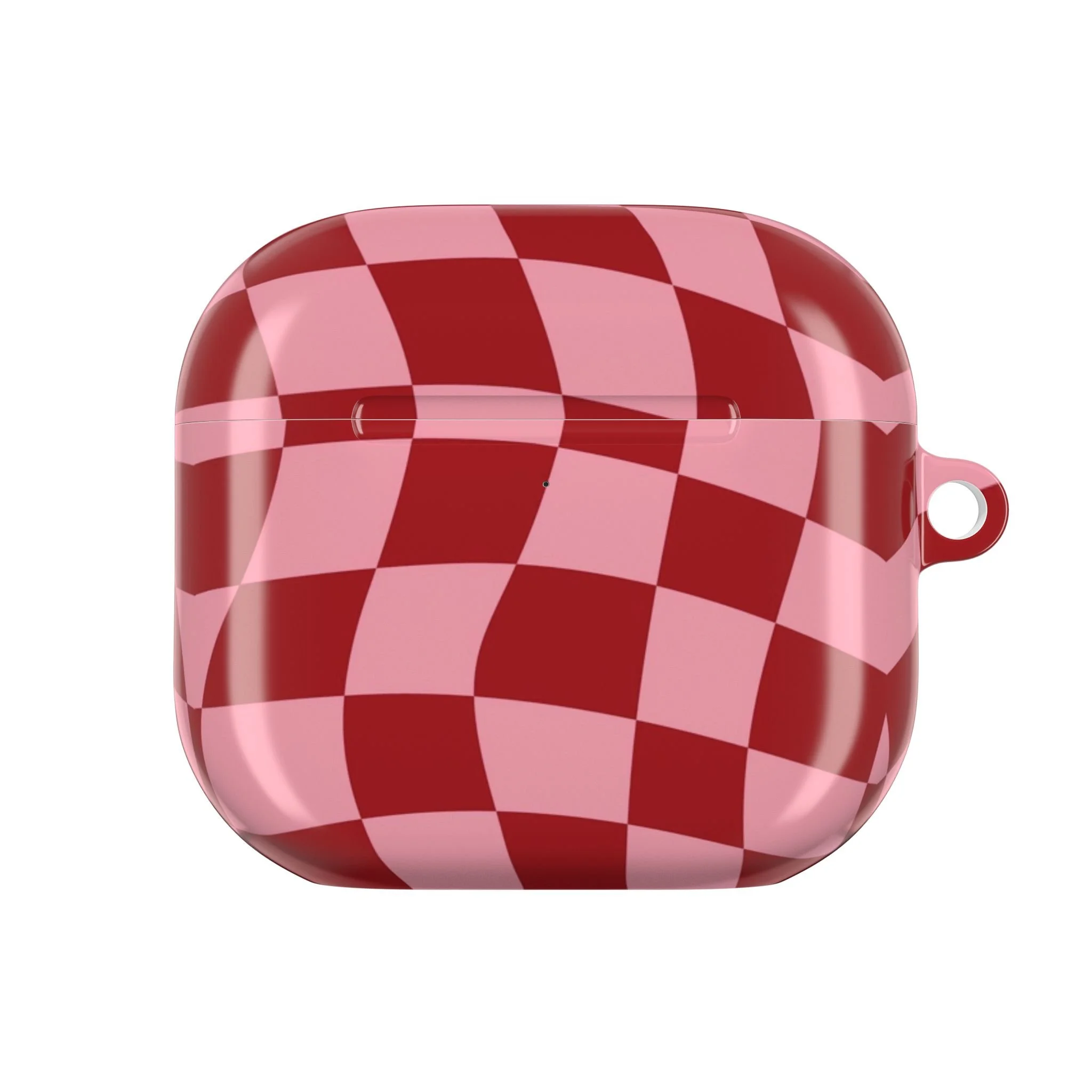 Retro Checkered AirPod Case - Stylish Pink and Red Design