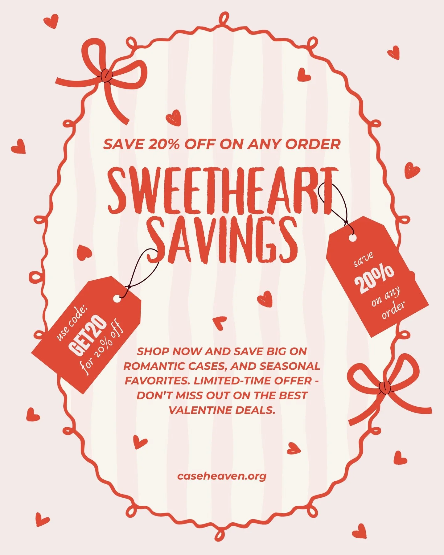Treat your love to a special deal! Save 20% on any order this Valentine's Day 🩷

Only at #caseheaven 

#valentinesday #phonecase #itgirl #fyp