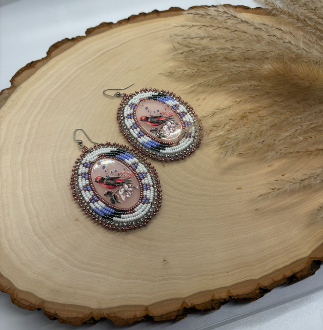 Cardinal Beaded Earrings