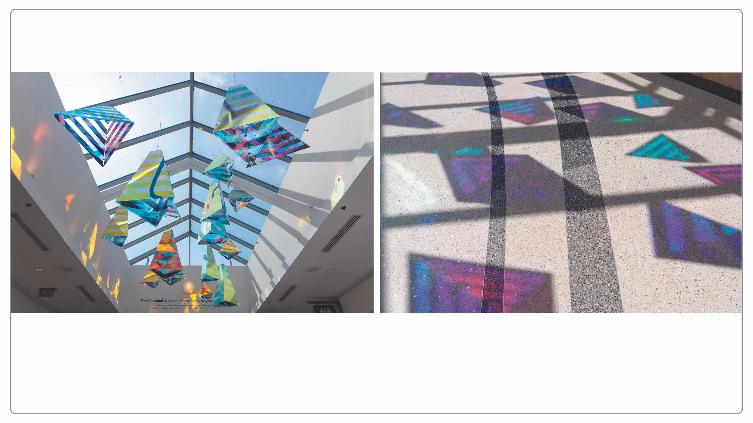 Sunlight casts reflections onto the surrounding walls and floor below