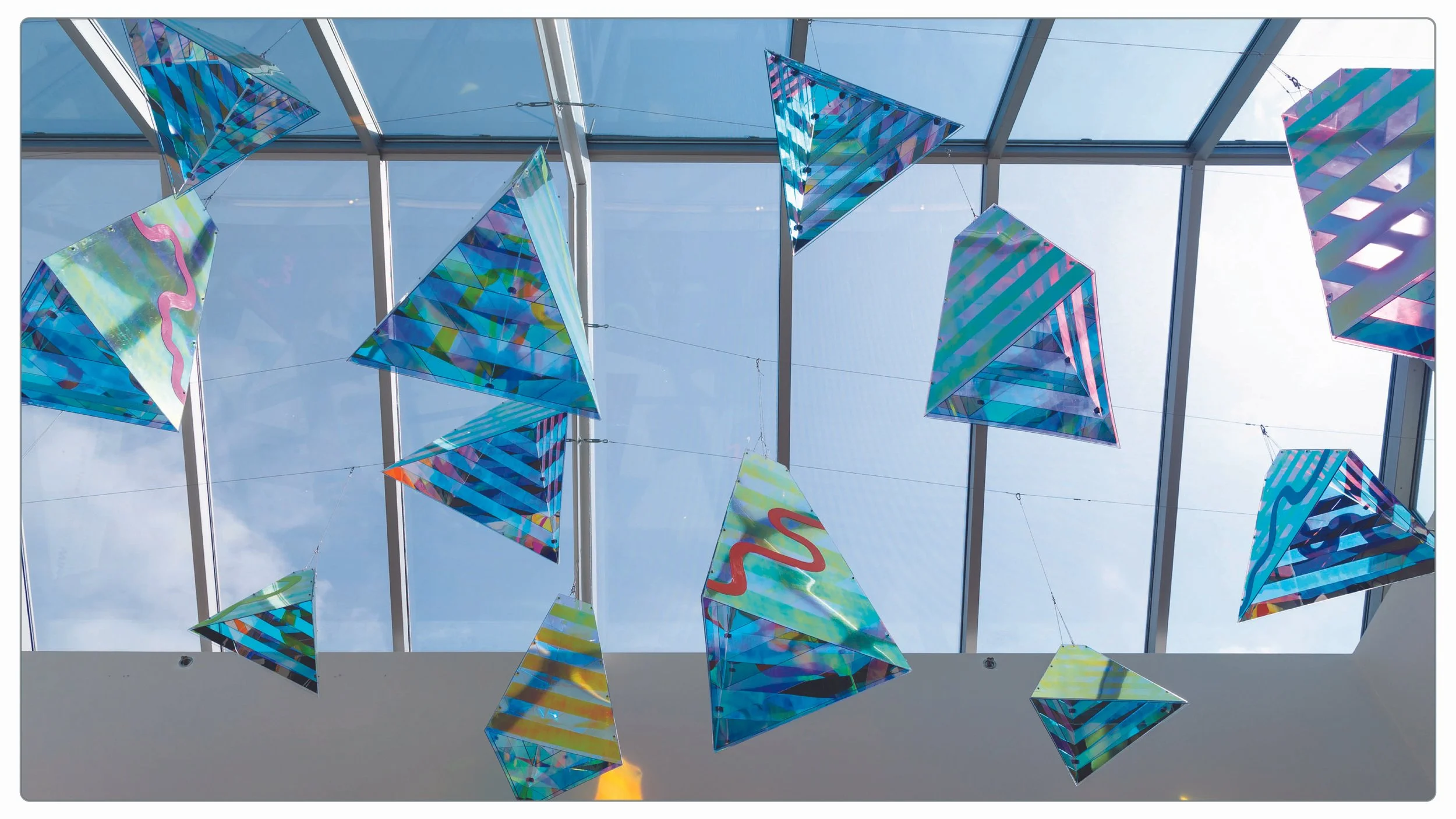 View of sculpture from airport floor 