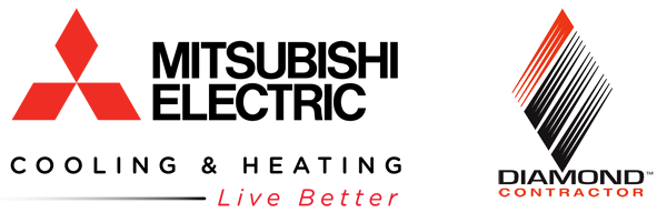 Mitsubishi logo and Diamond Contractor logo with the slogan "Live Better."