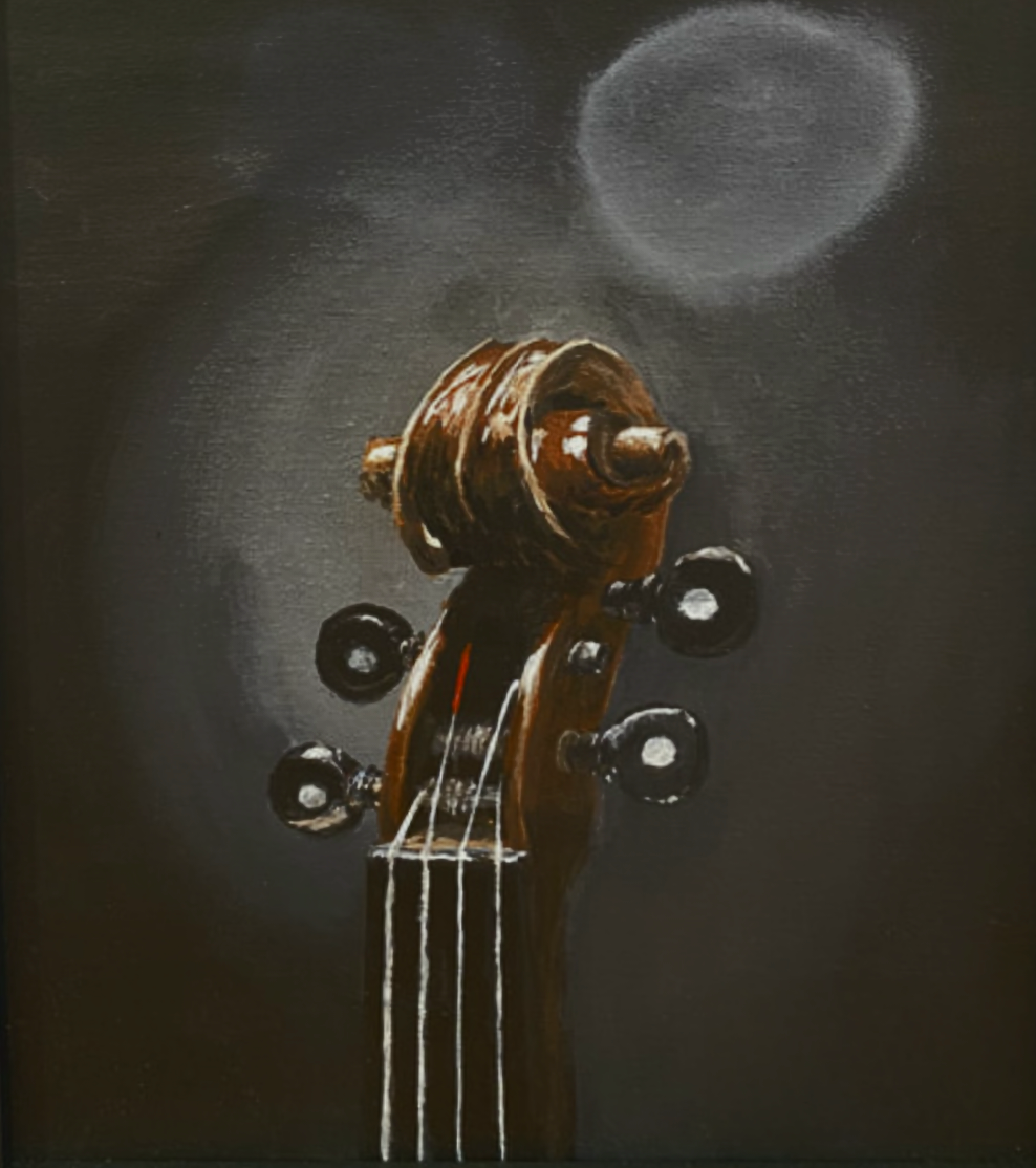 Scrolling Through the Music - Acrylic on Canvas Board - Oct 2025 -SOLD