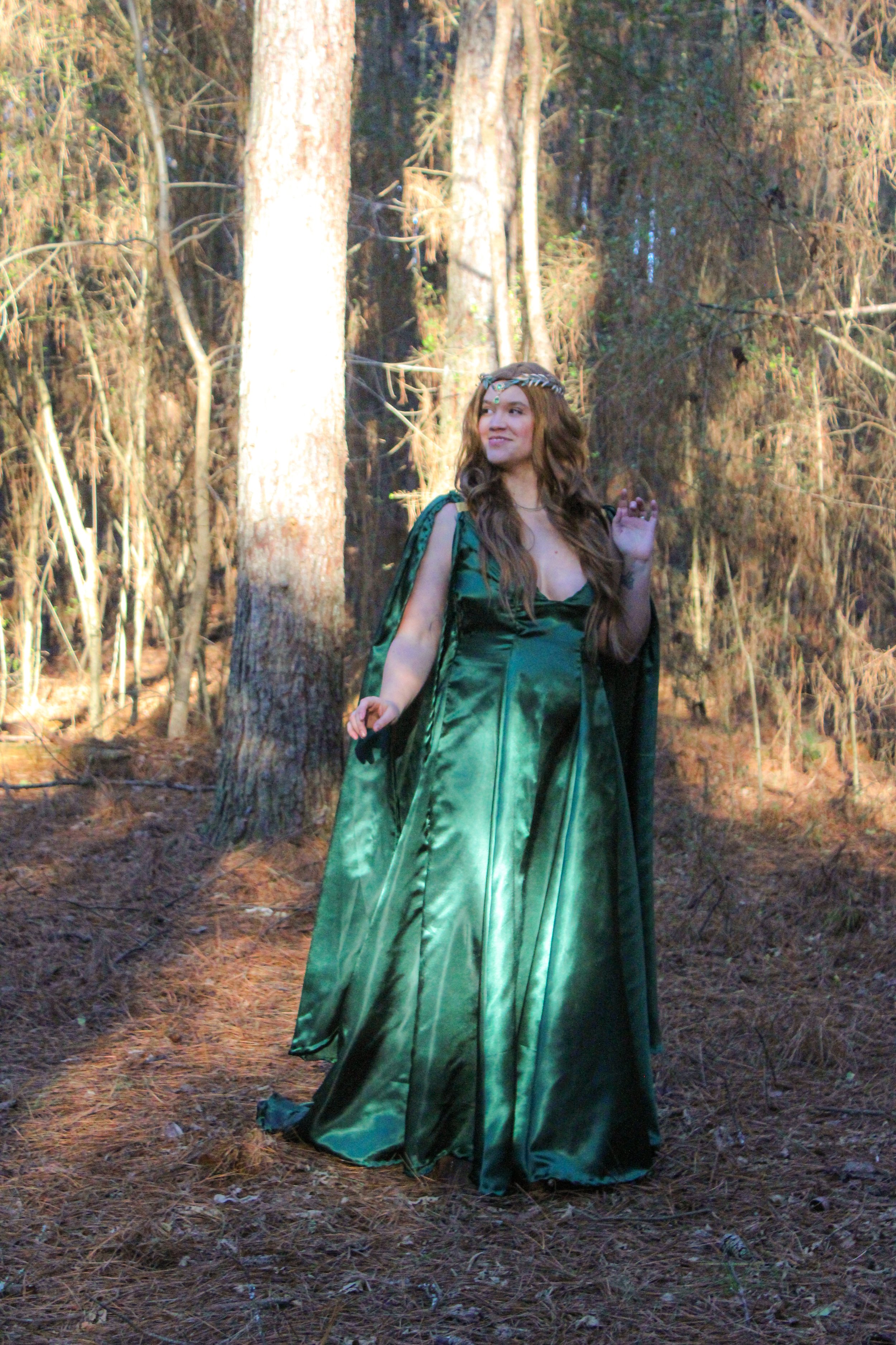 Elven Gown - Photo by Erin JB White, Handmade satin gown by me