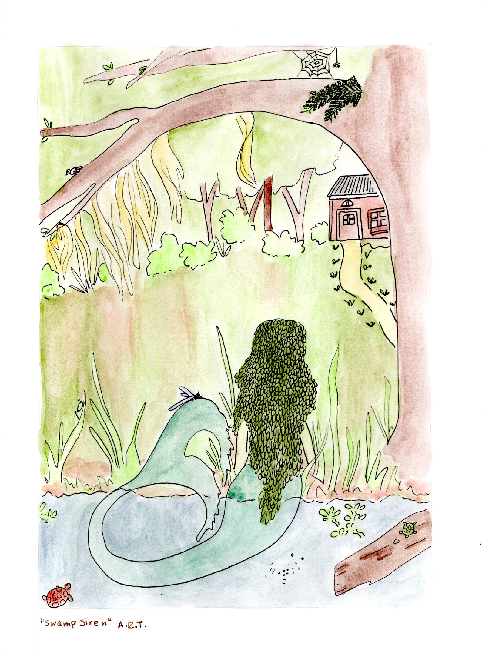 "Swamp Siren" - Micron Pen & Watercolors