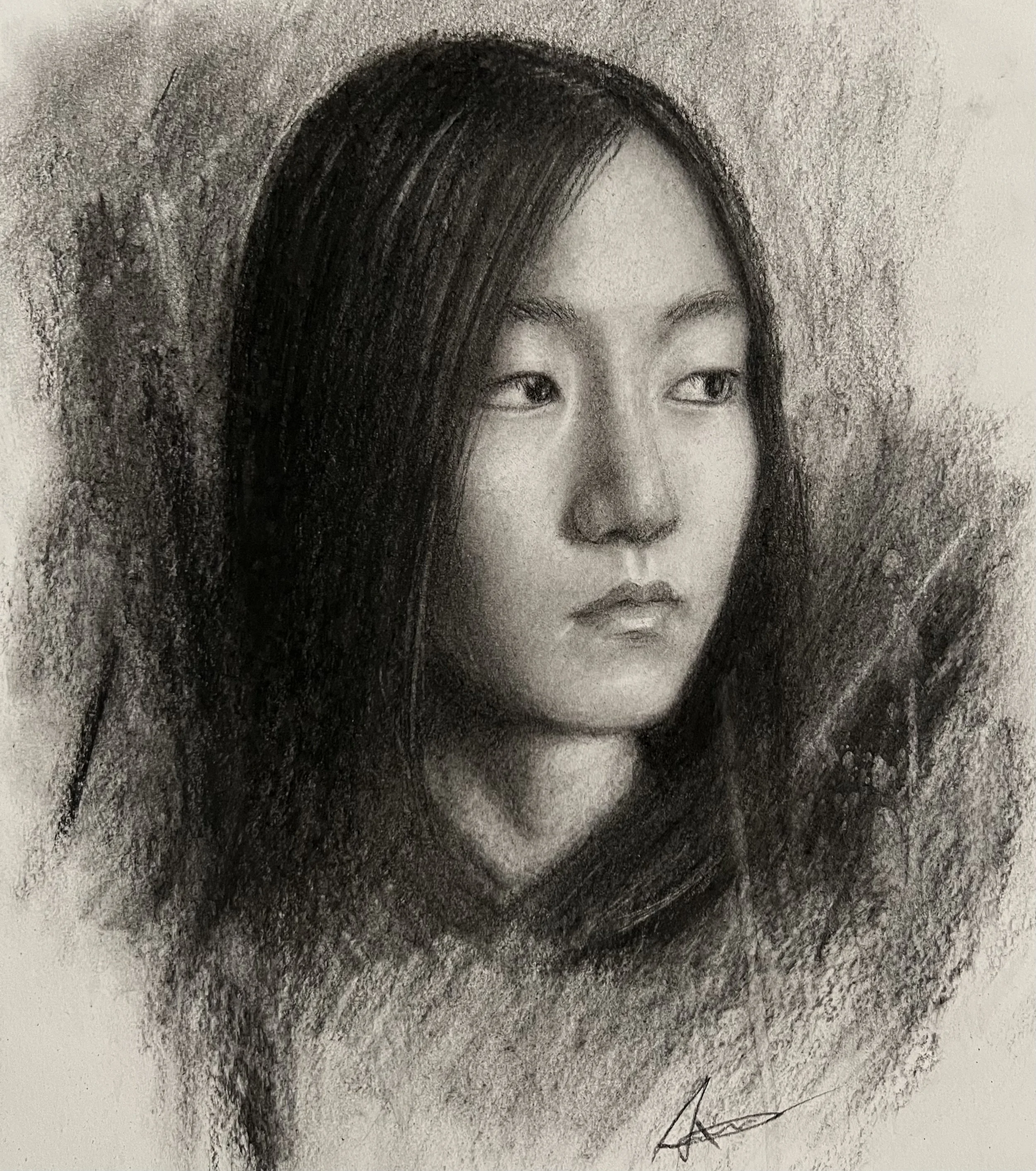 “Out of The Dark” Charcoal on Paper