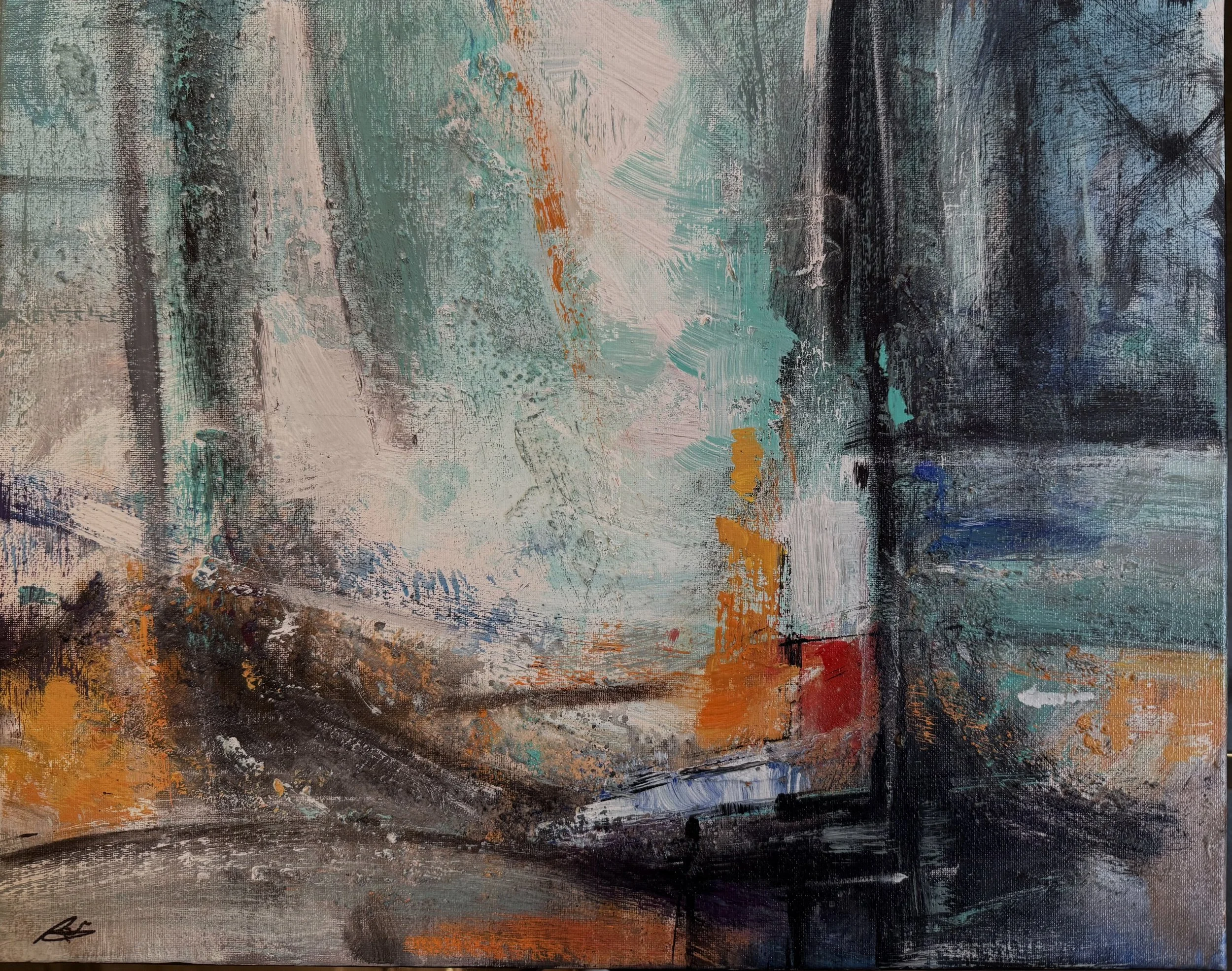 “City in The Rain” Acrylic on canvas