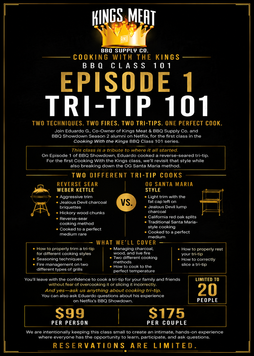 Cooking with the Kings: Tri-Tip 101 Class