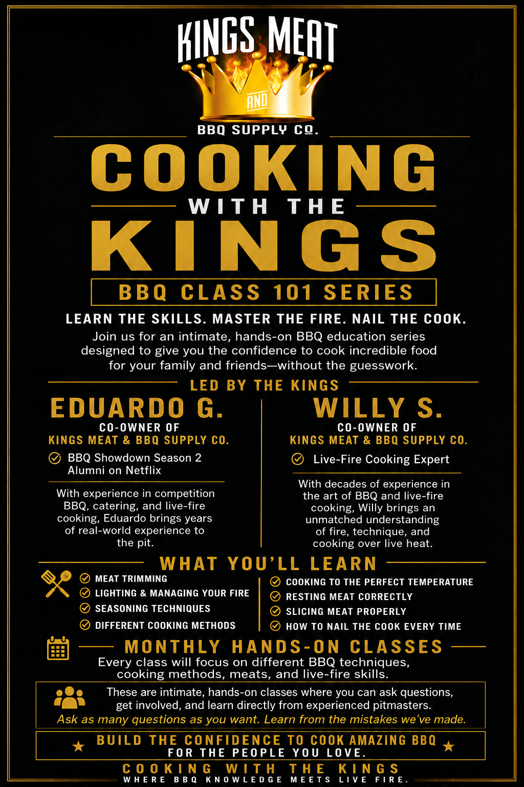 BBQ Mastery Monthly Classes