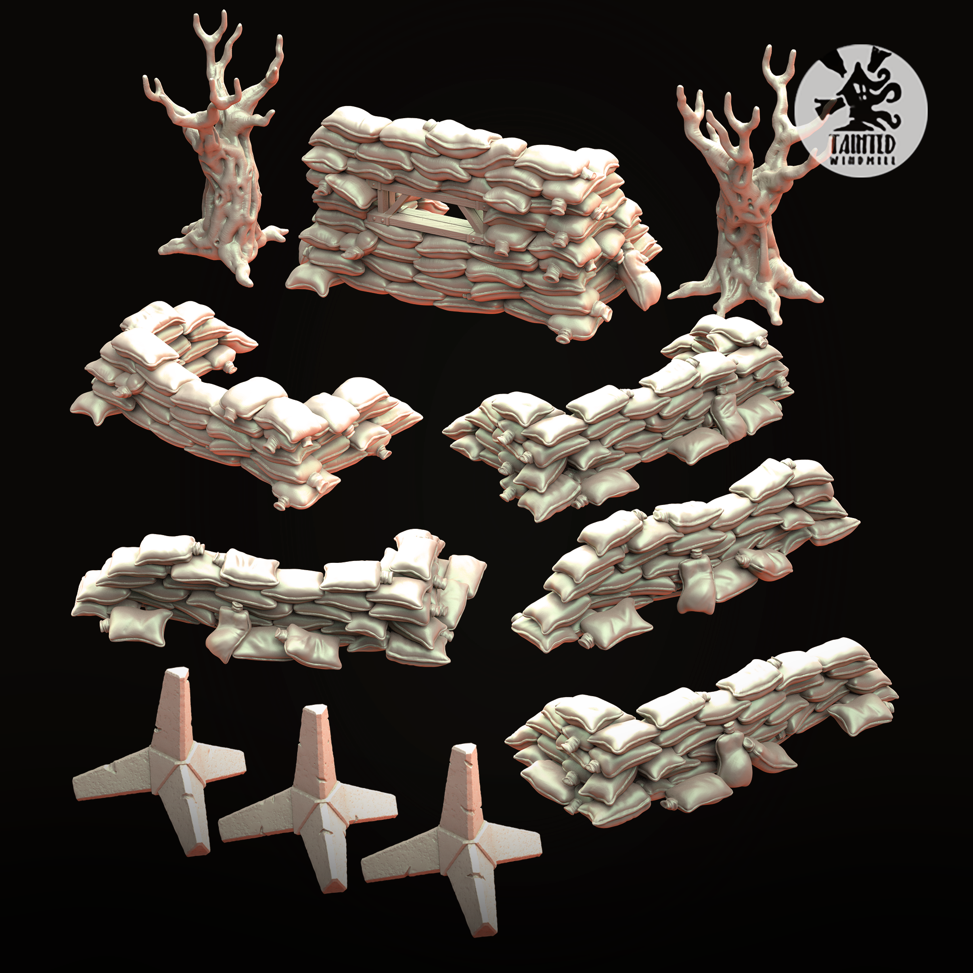 Sandbags Fortifications Set