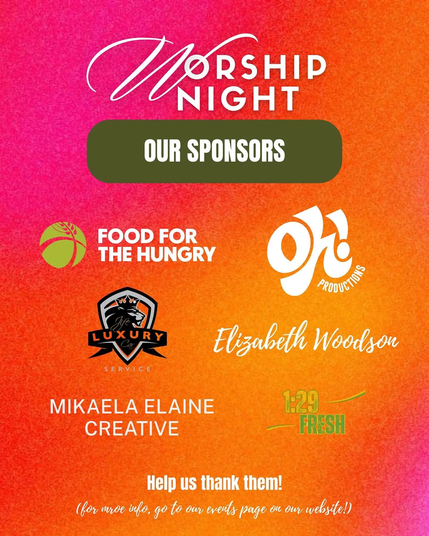 👀 The Countdown is on! 
We are just FOUR days away from Bloom Worship Night and God has been showing out!

Please help us thank our sponsors who have helped to make this event free! 

We&rsquo;re also so very grateful to the many of you who opted fo