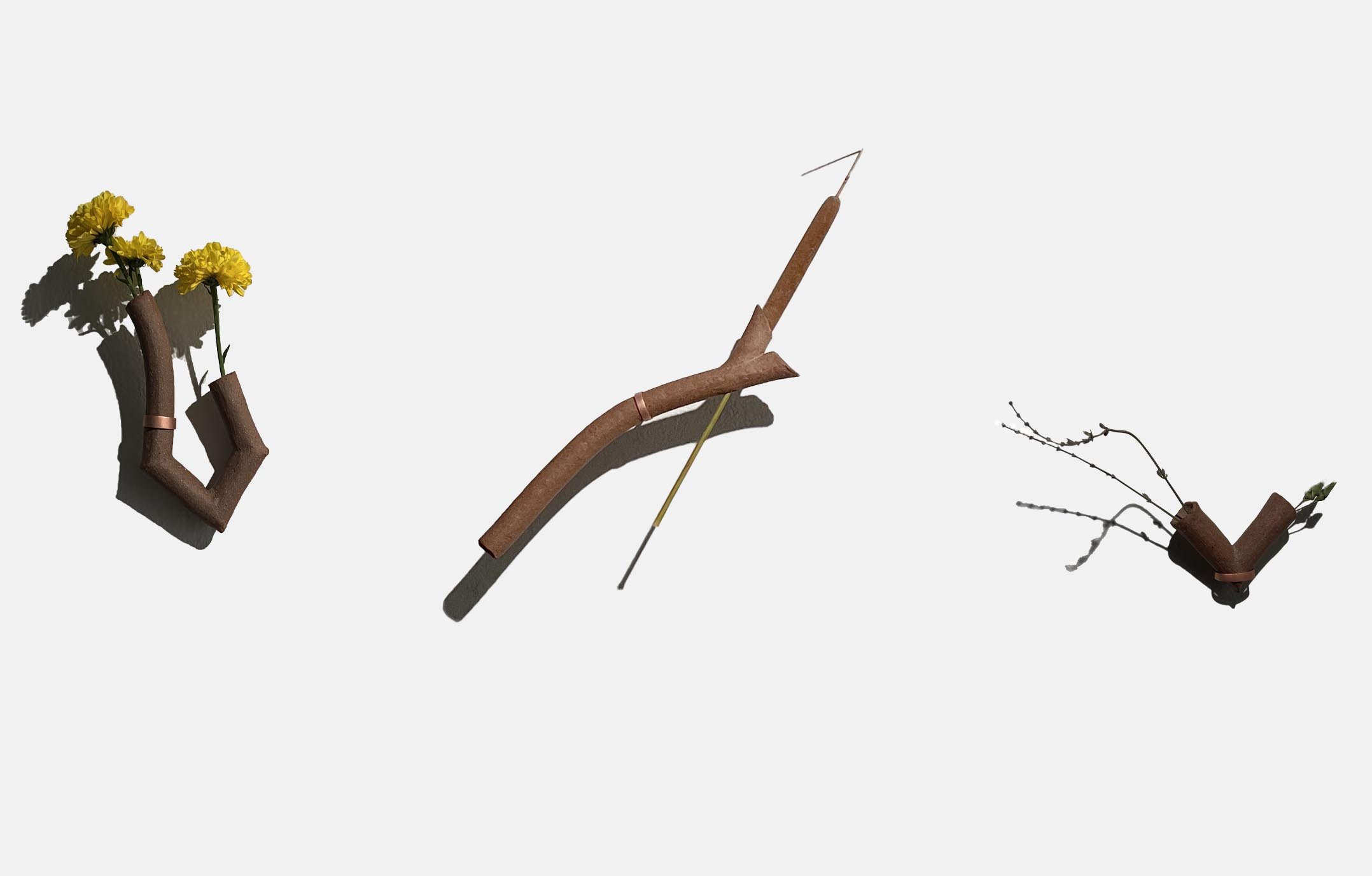 Flower Spouts. Reduction-fired stoneware, copper.
Sizes vary