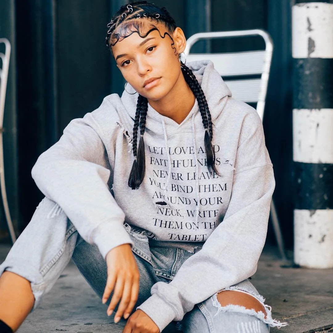 Let Love and Faithfulness Never Leave You, Bind them Around your Neck, Write Them on the Tablet of your Heart. Proverbs 3:3 | Acclaim-Distressed Apparel | Annasevenldn.com (Photography: @dazhaneleahphotos | Styling: @sash.l.e | Hair: @zateeshahairsty