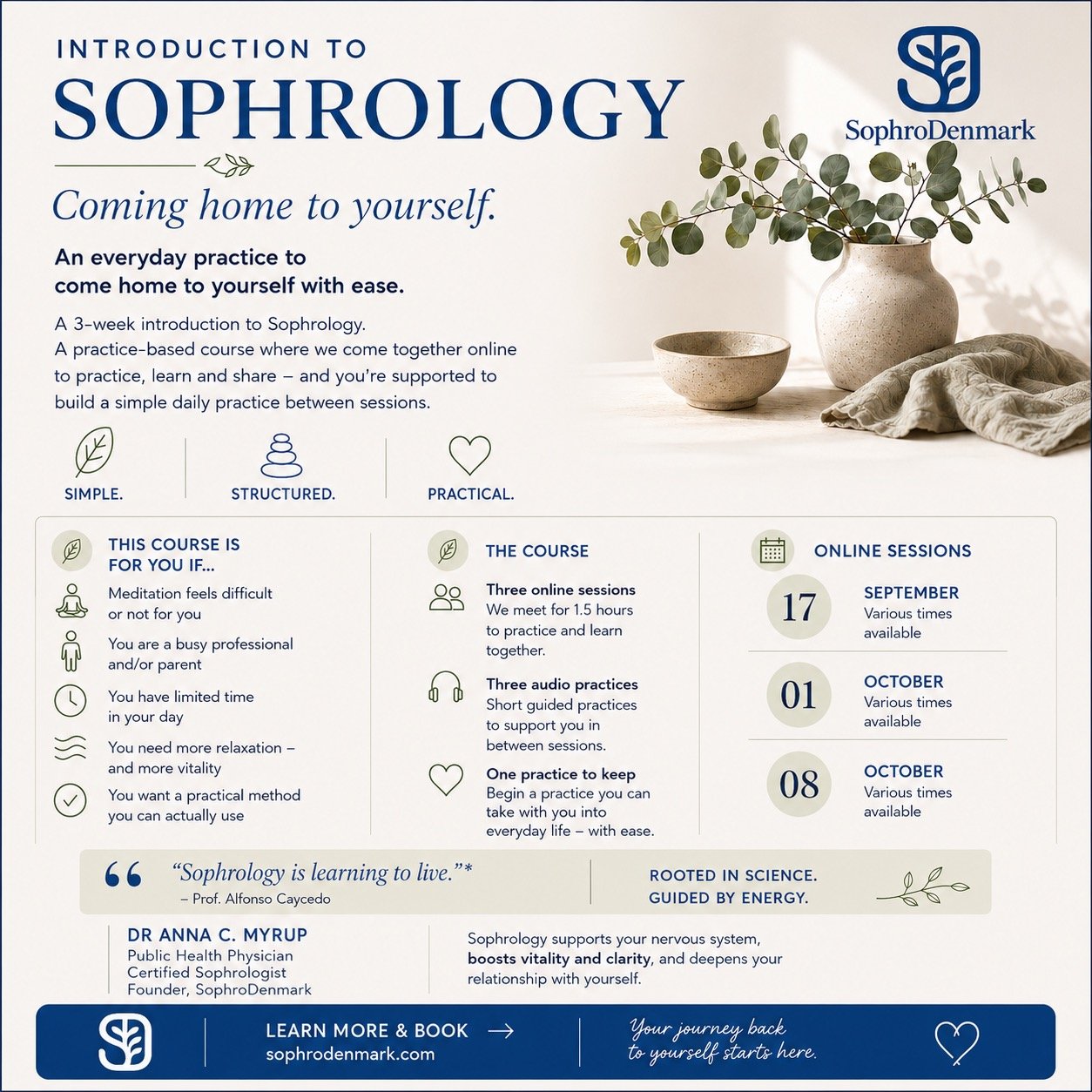Introduction to Sophrology: A three session Online experience 19.00-20.30 (17 Sept and 1st & 8 Oct)