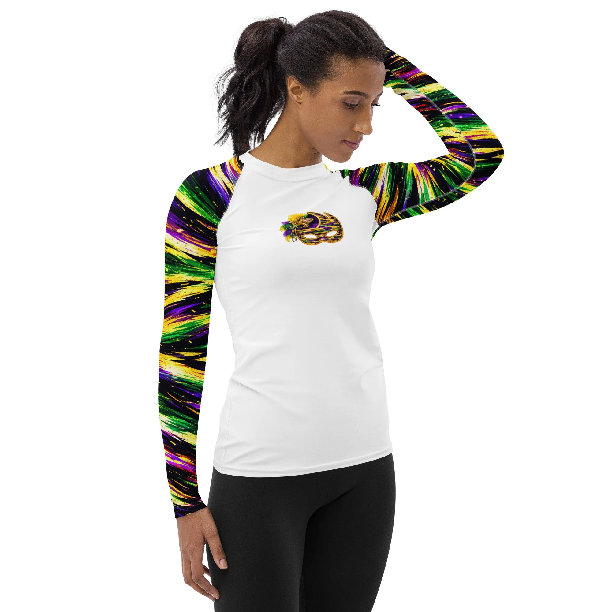 Mardi Gras Tiger Stripe Women's Rash Guard