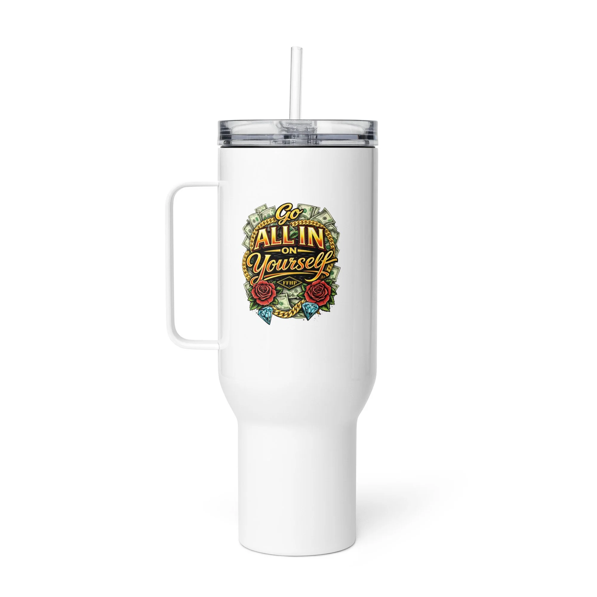 Go All In Travel mug with a handle