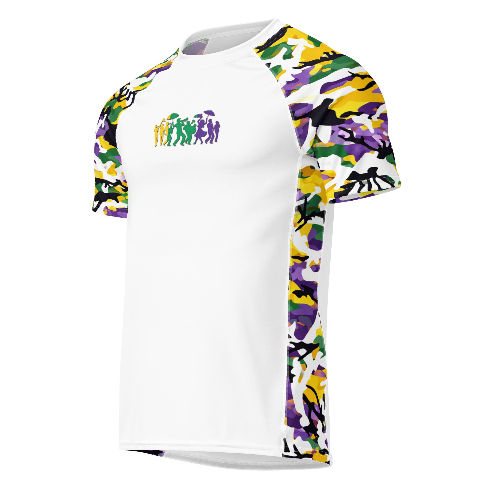 Mardi Gras Camo men’s rash guard