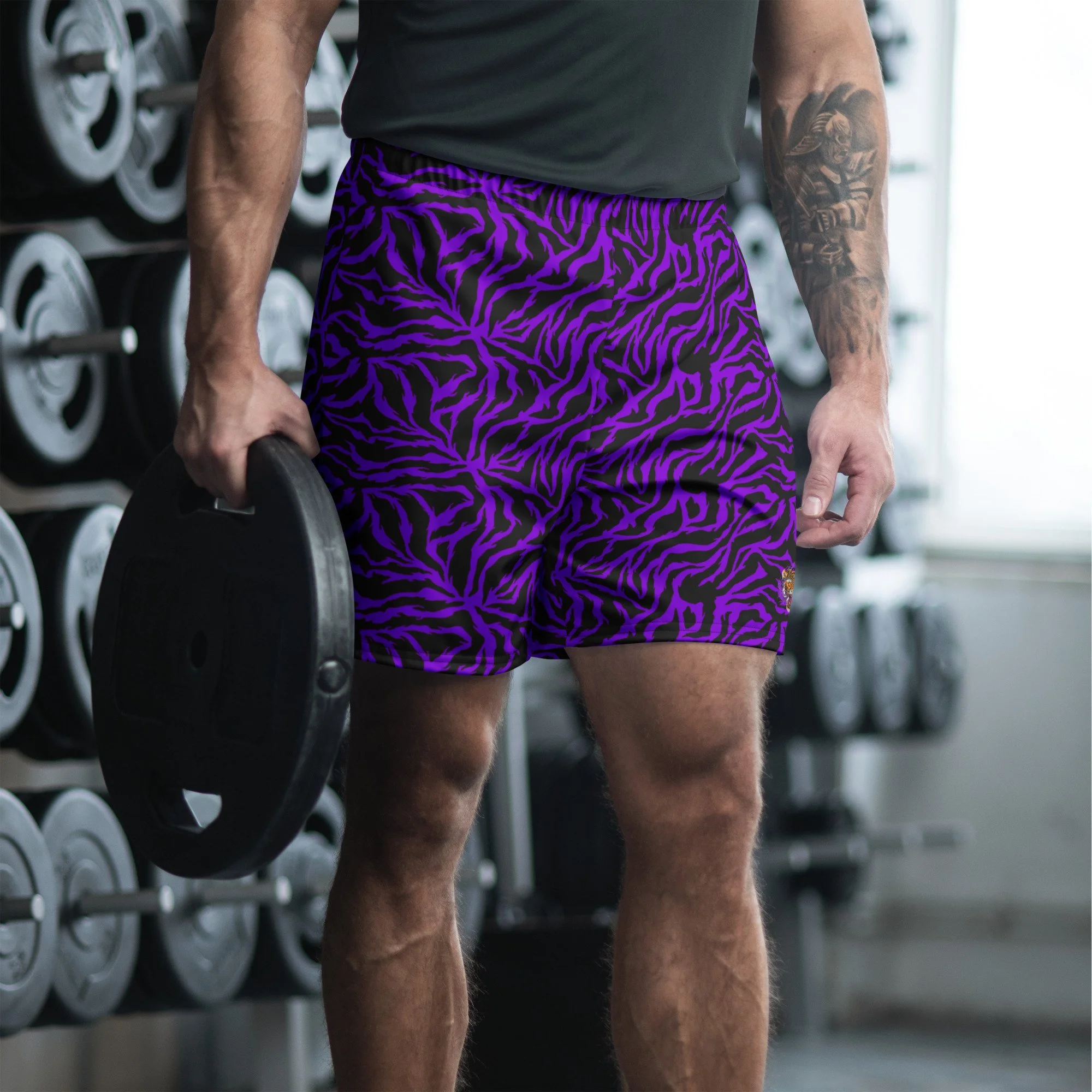 Purple Tiger Unisex Athletic Long Shorts