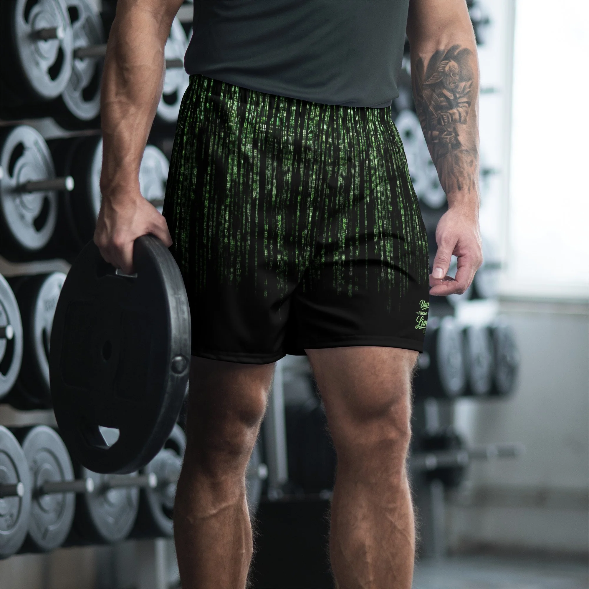 Unplug From Your Limits "Matrix" Unisex Athletic Long Shorts