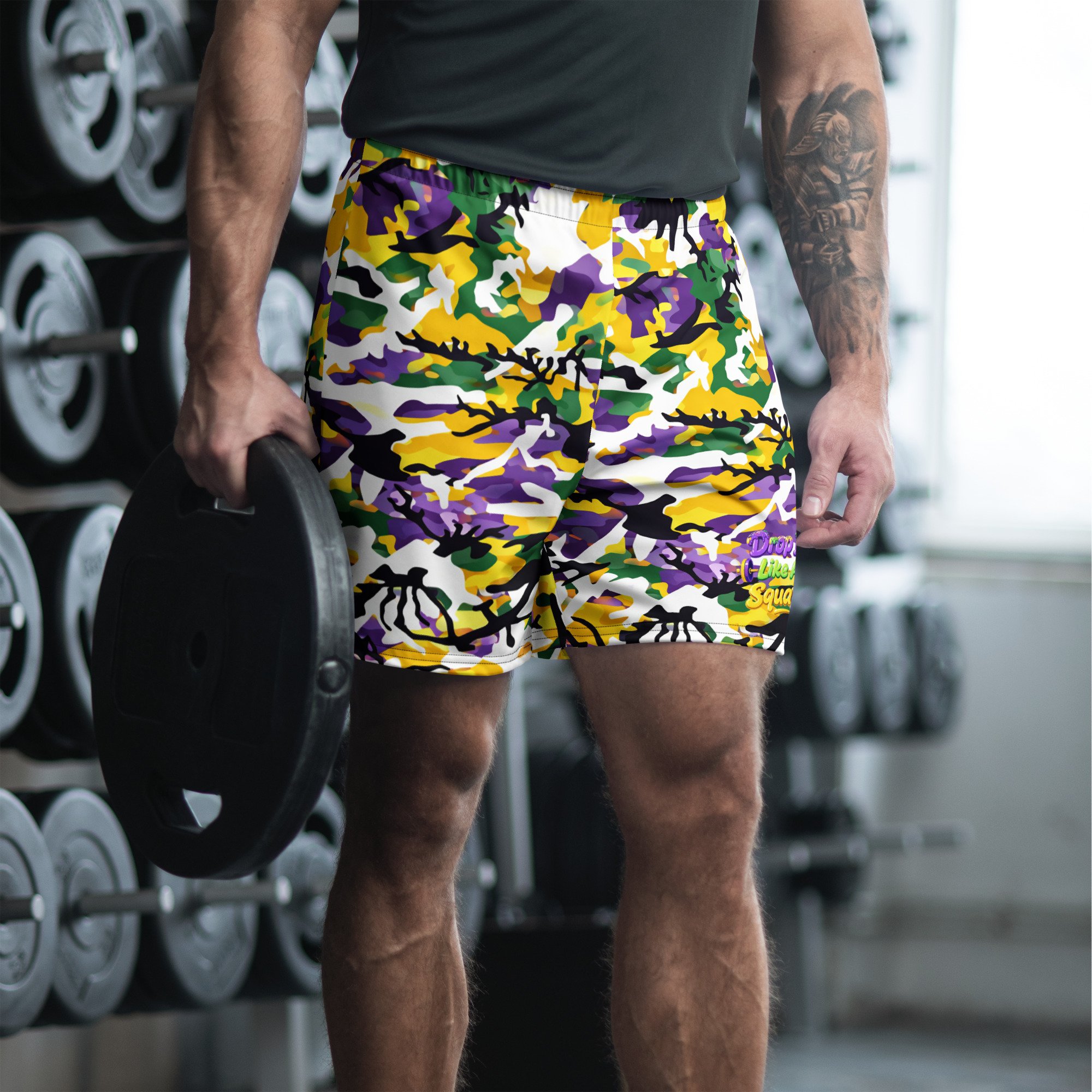Mardi Gras Camo Unisex Athletic Long Shorts
