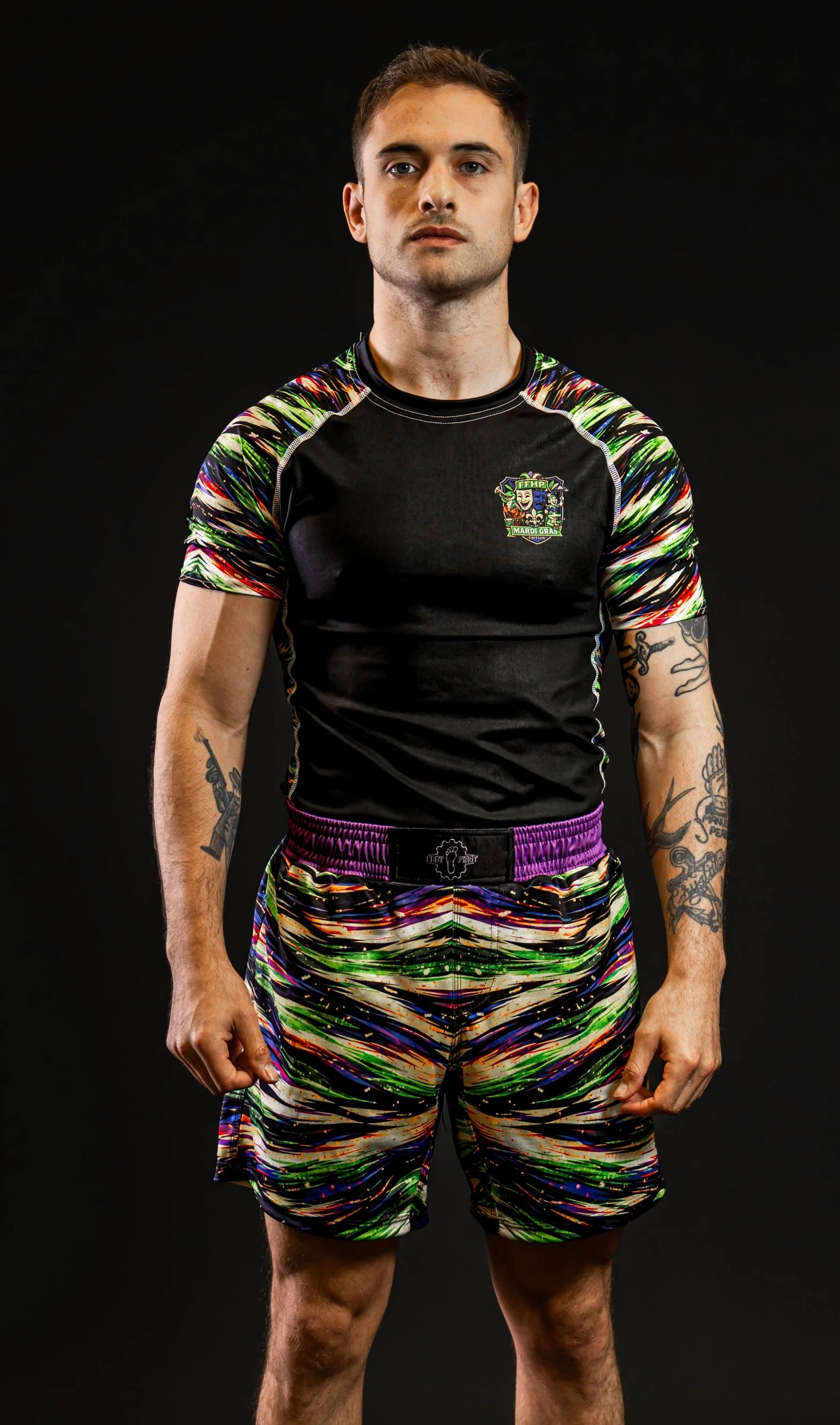 Mardi Gras Tiger Stripe rash guard