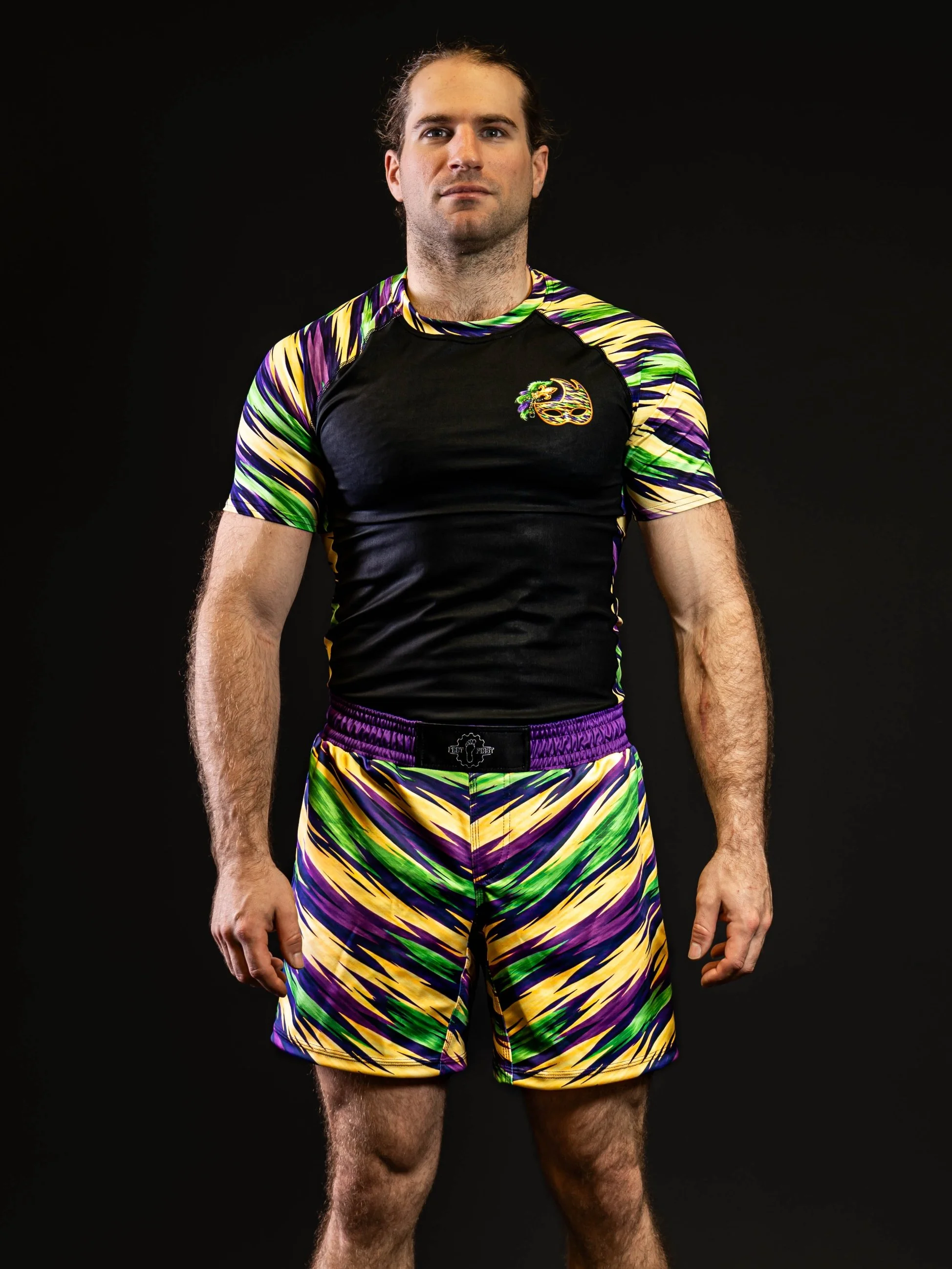 Mardi Gras Lightning Stripe men’s rash guard