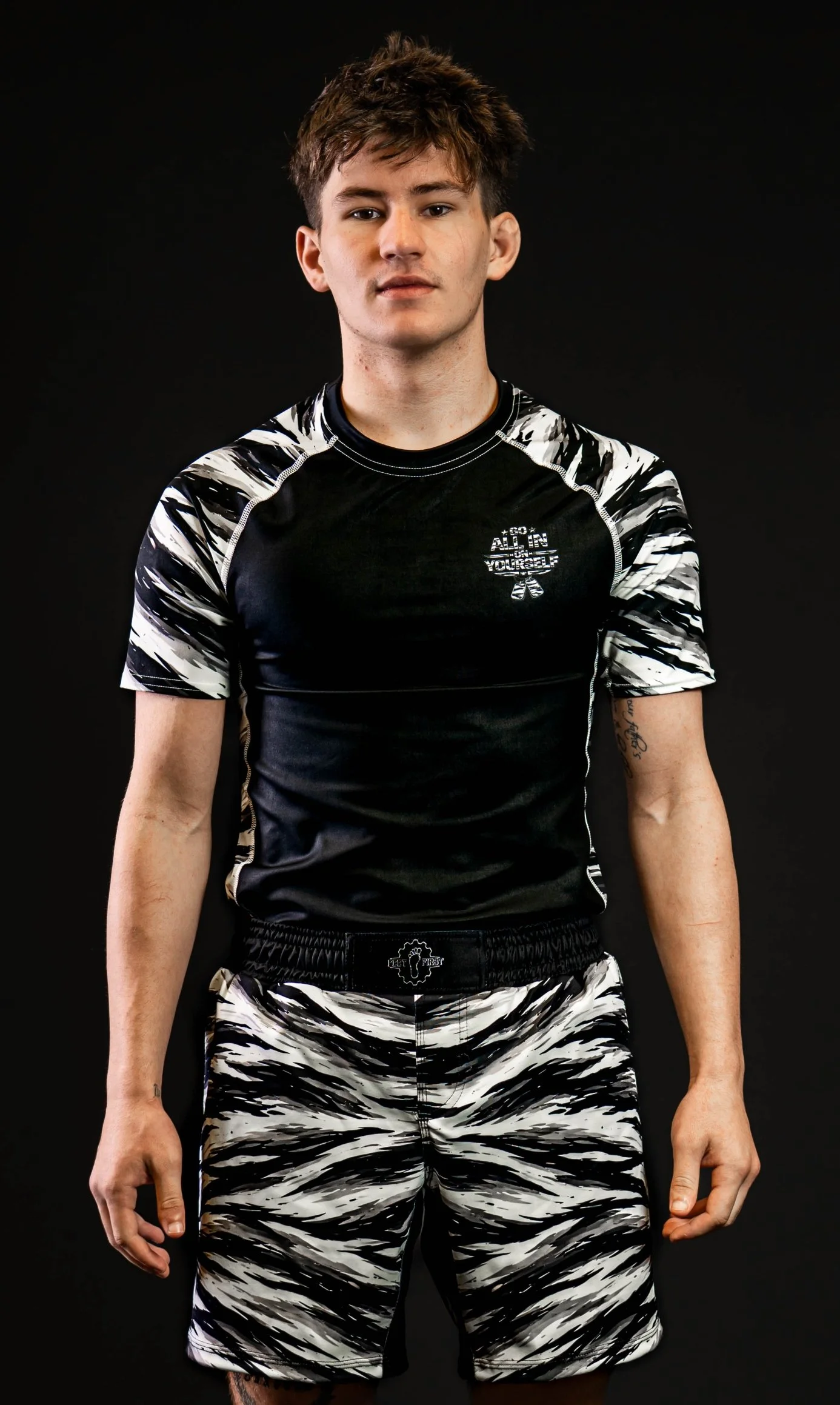 White Belt tiger stripe rash guard