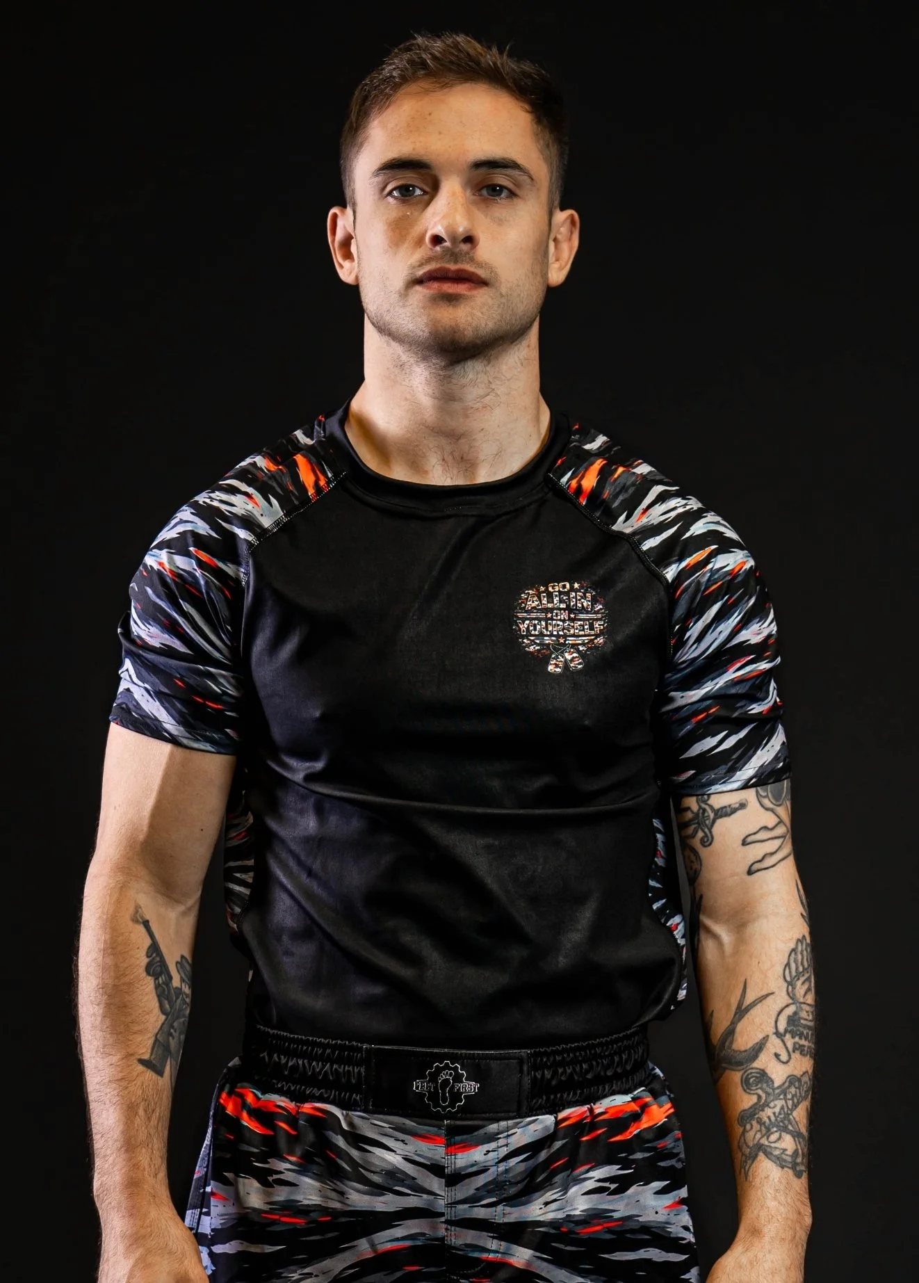 Black Belt tiger stripe rash guard