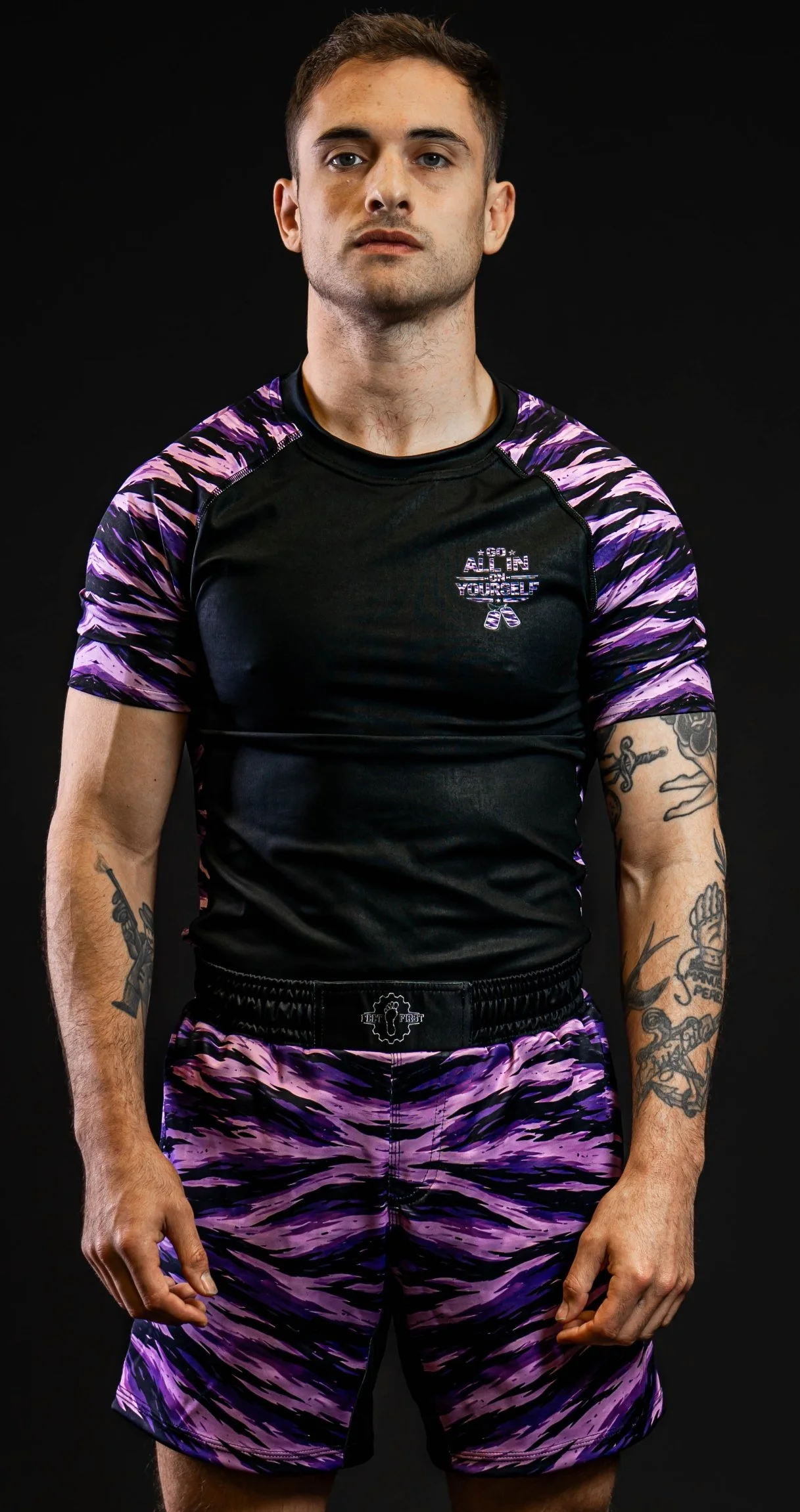 Purple Belt tiger stripe rash guard