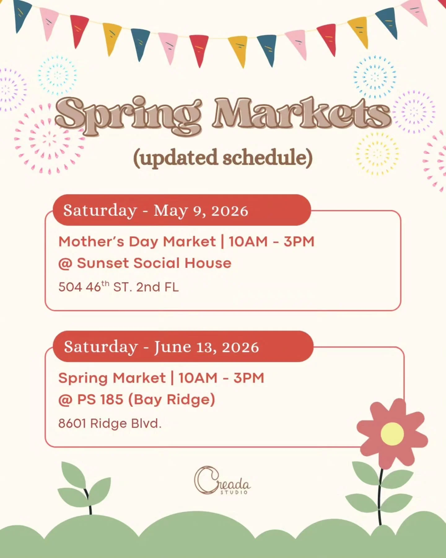 [UPDATE] A little change to my market schedule! Find me at Sunset Park this weekend for last minute Mother's Day Gifts!

✨ DM me if you want something reserved for pick up.

🧶 There's time to squeeze in custom requests for pick up in Bay Ridge June 