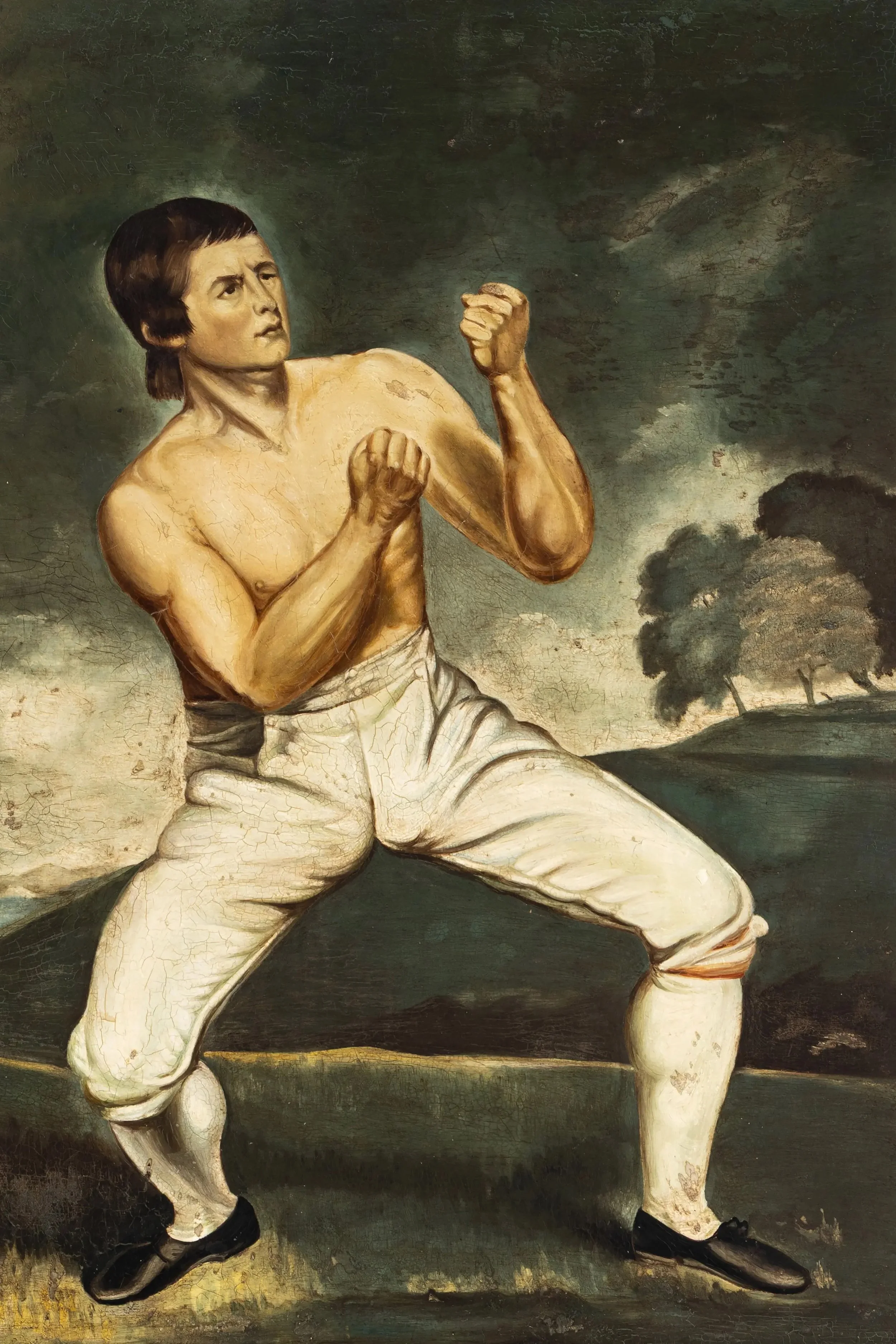 19th century portrait of a boxer oil on panel framed antique painting 2