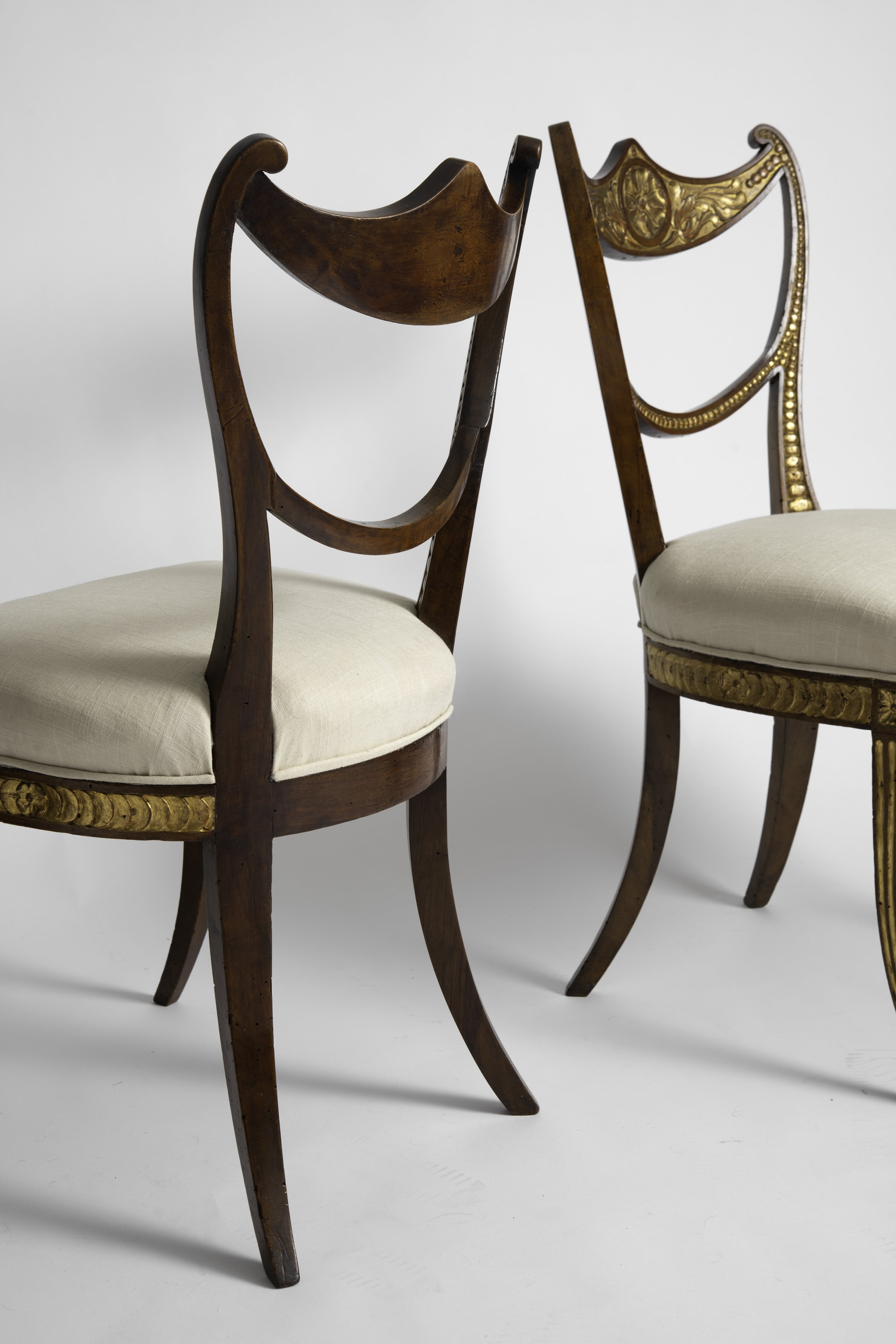 Italian Neoclassical Walnut Side Chair Back Detail