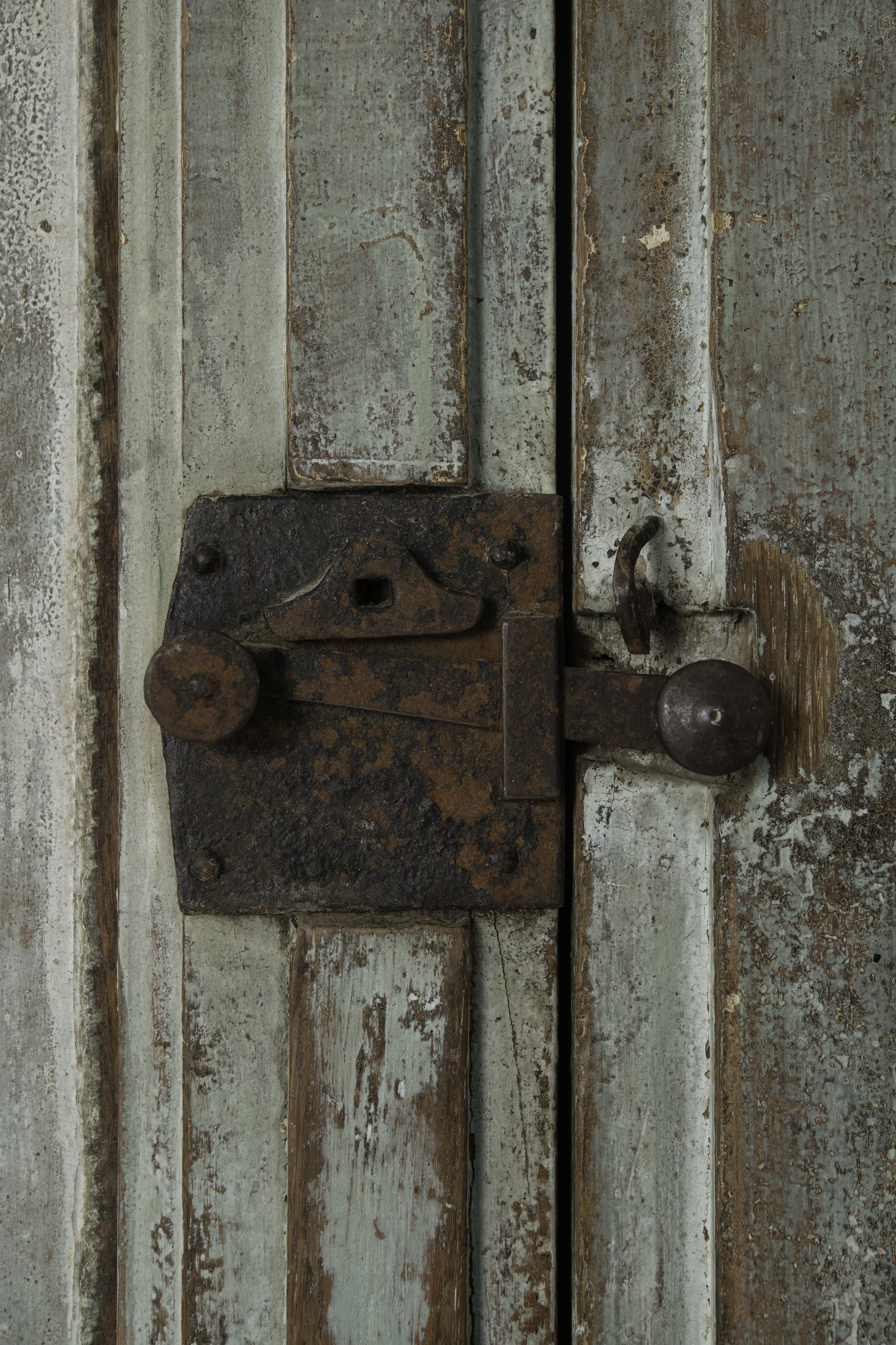 18th century New England cupboard opening retaining original paint
