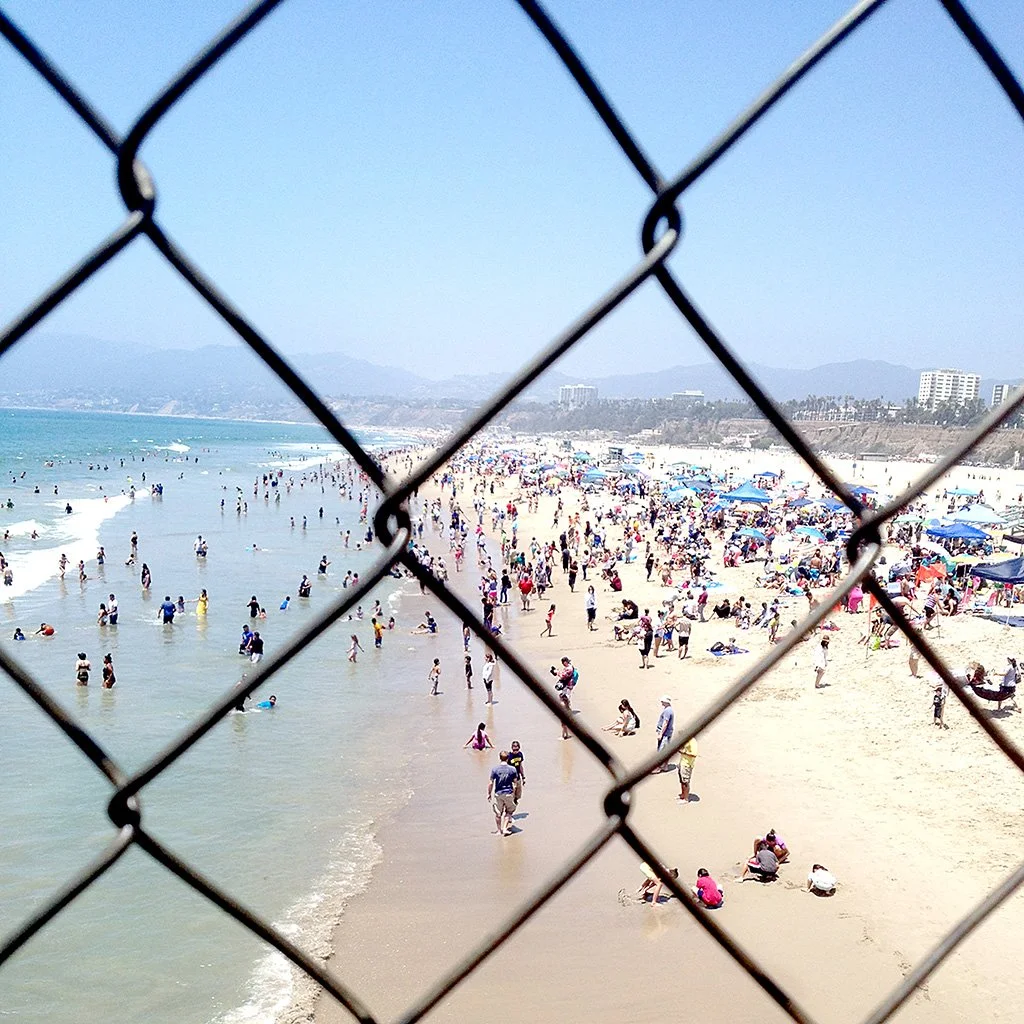 Santa Monica Beach Looking Through Fence 