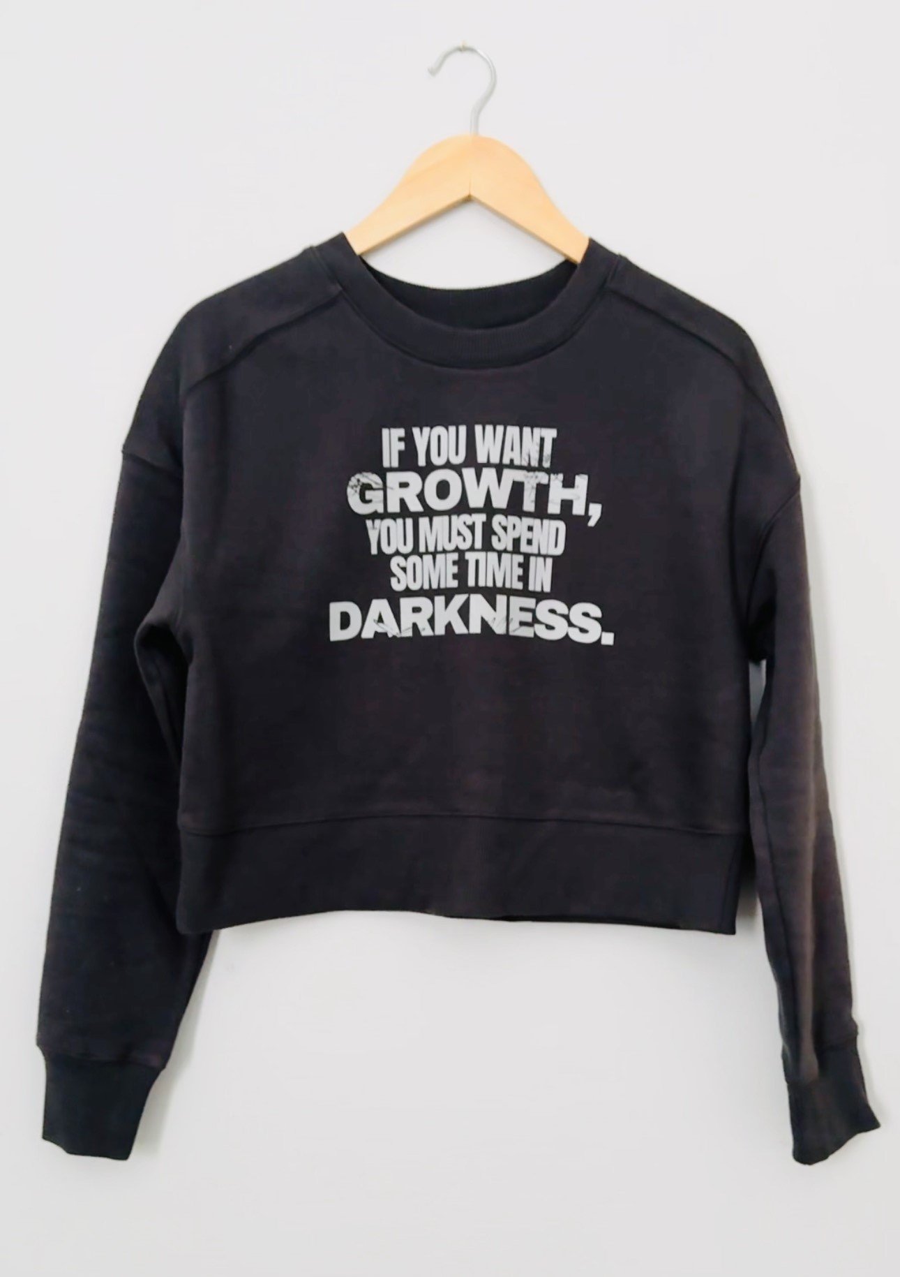 DARKNESS = GROWTH Cropped Ribbed Pullover