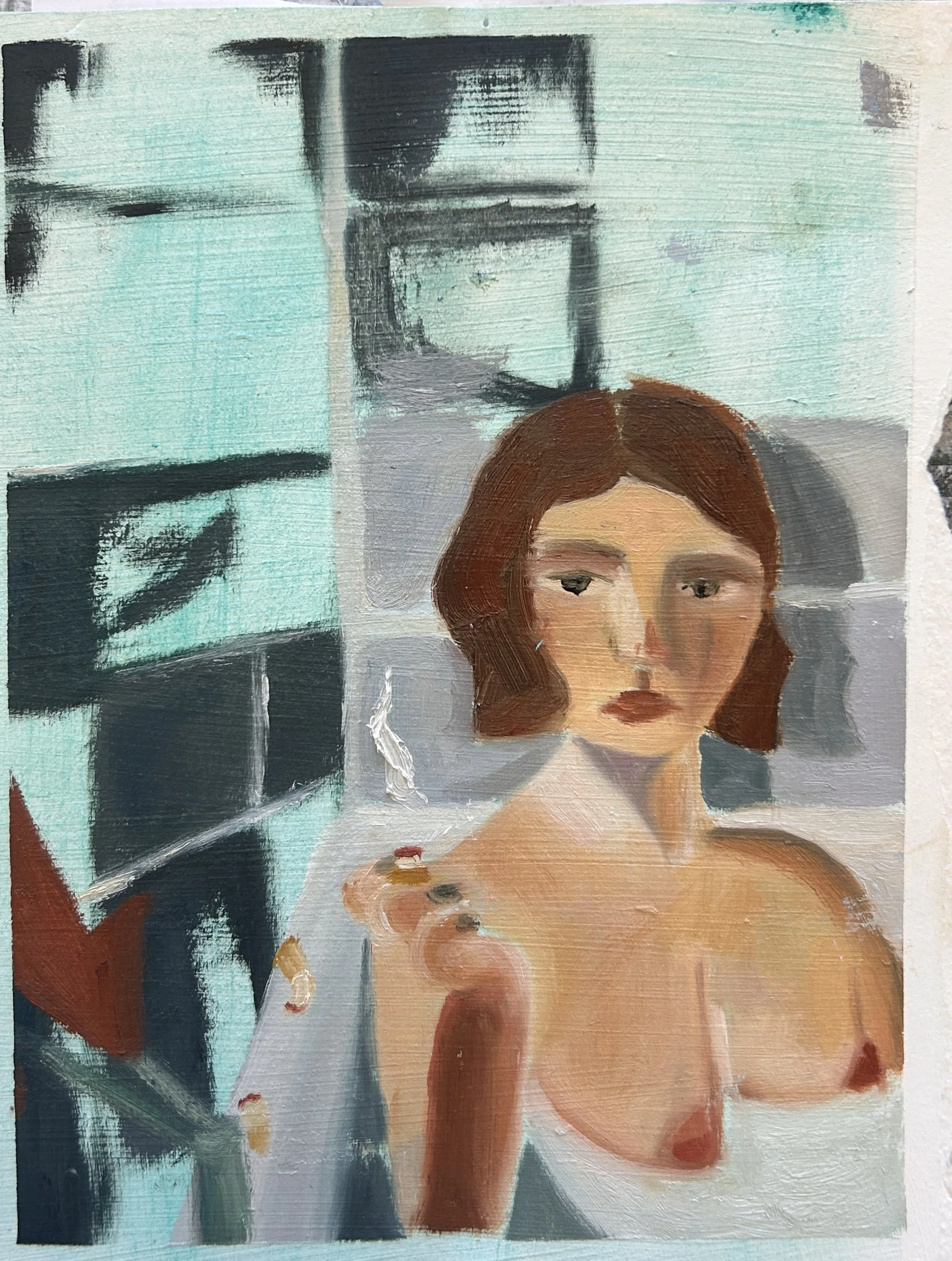 45 min Transcription of Danielle Orchard's 'Two Bathers' (2021)
oil on canvas paper
2025