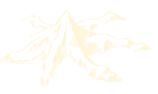 Black and white illustration of a mountain range with multiple peaks