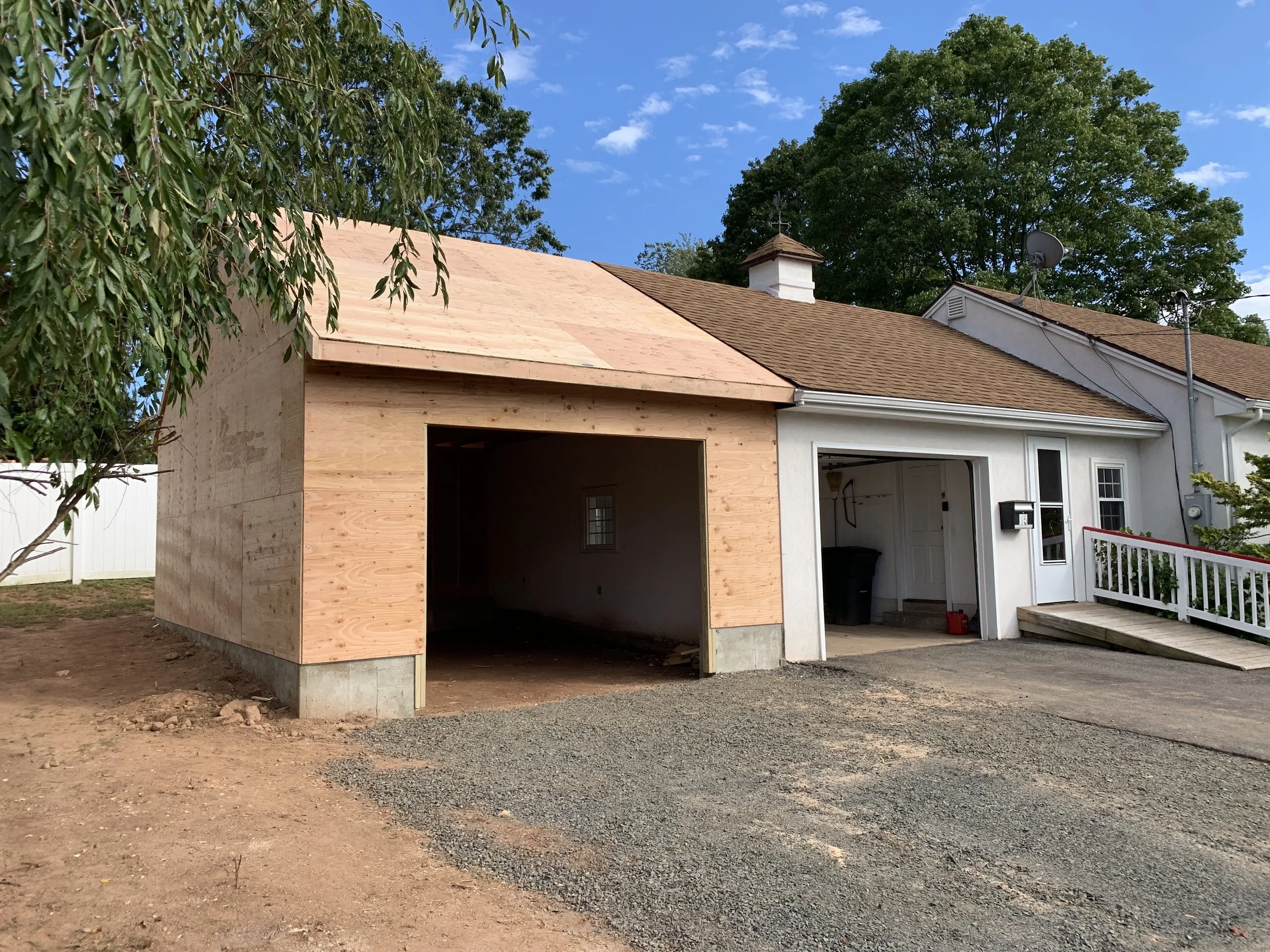 Progress image of Glen Holman Contracting garage addition.