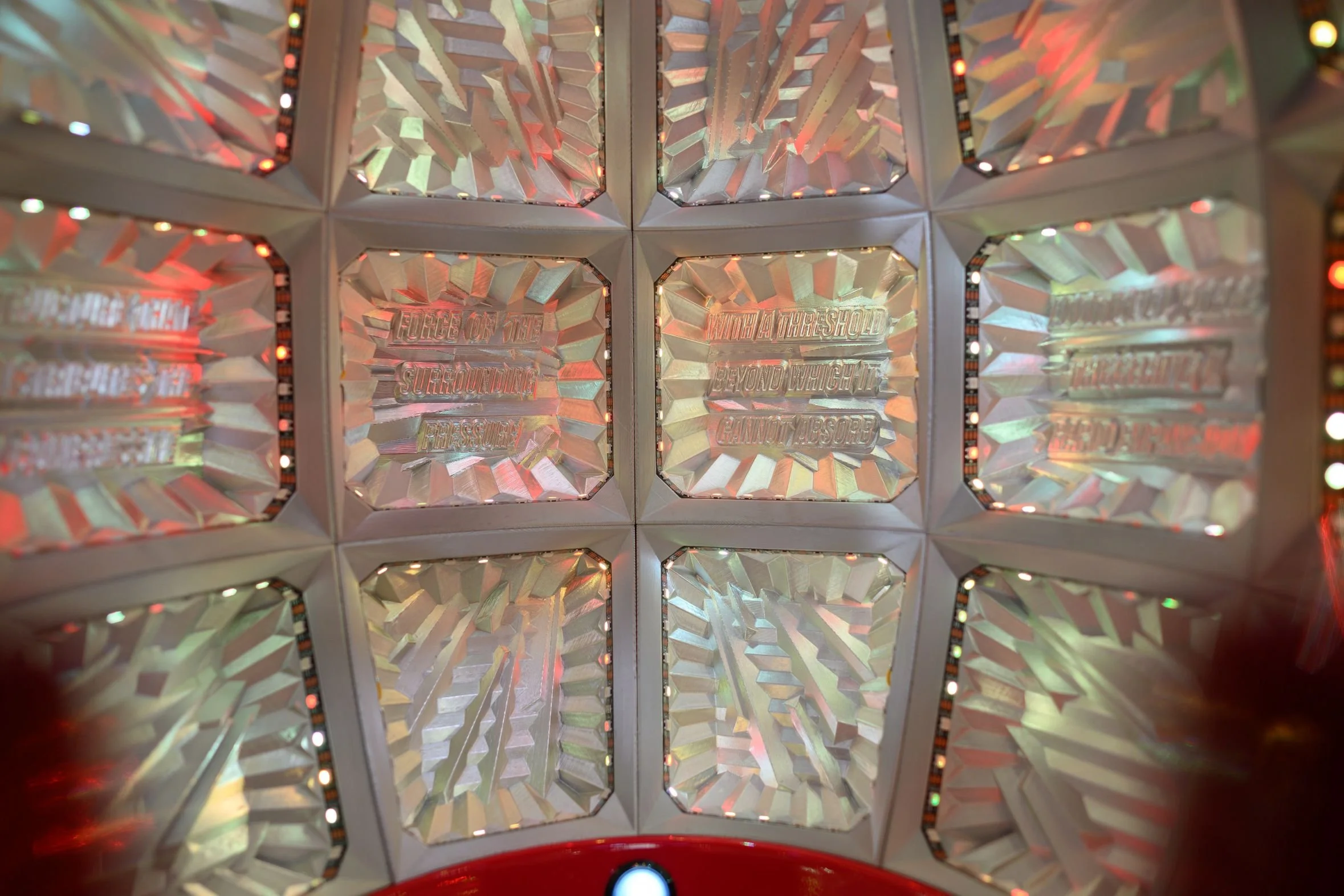 Textured interior cells refract the cast light in mesmerizing patterns.